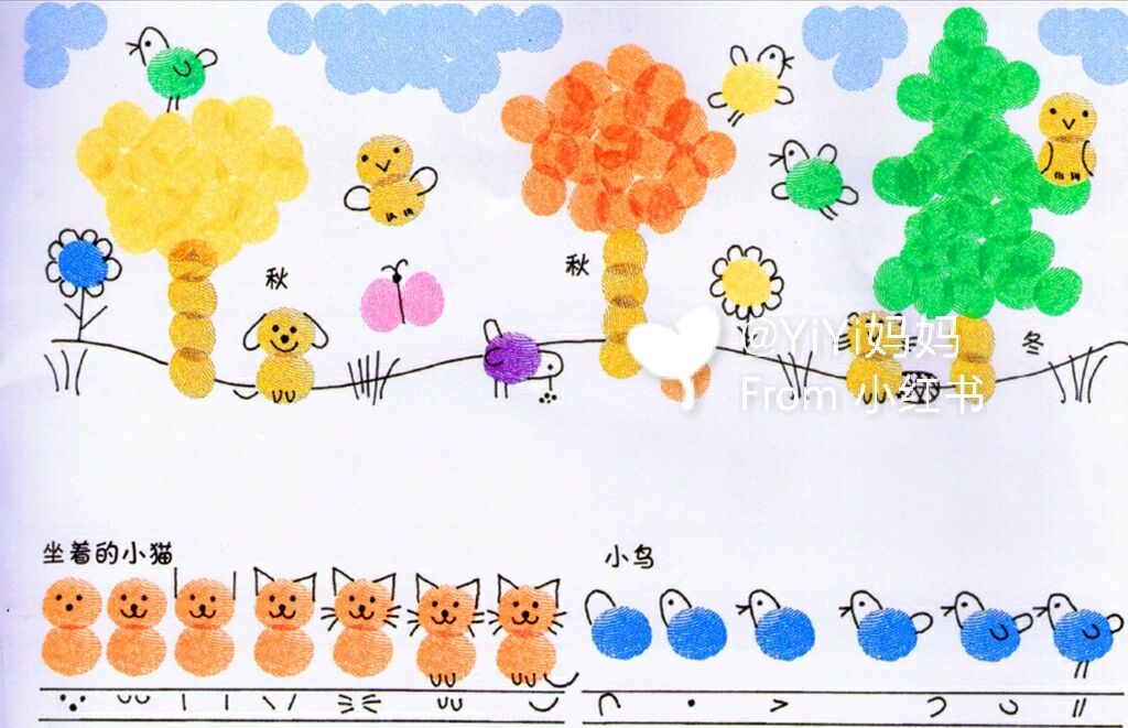 指印画92幼儿园手工~激发想象力～创造力 小孩子想象力正是丰富的