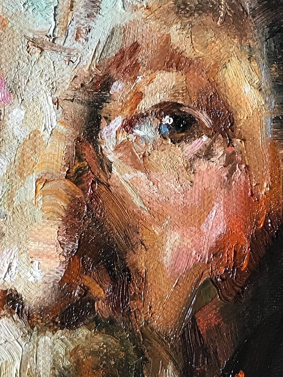 油画直接画法之刮刀大法 画的学员的外婆 40*50cm布面油画 一个半小时