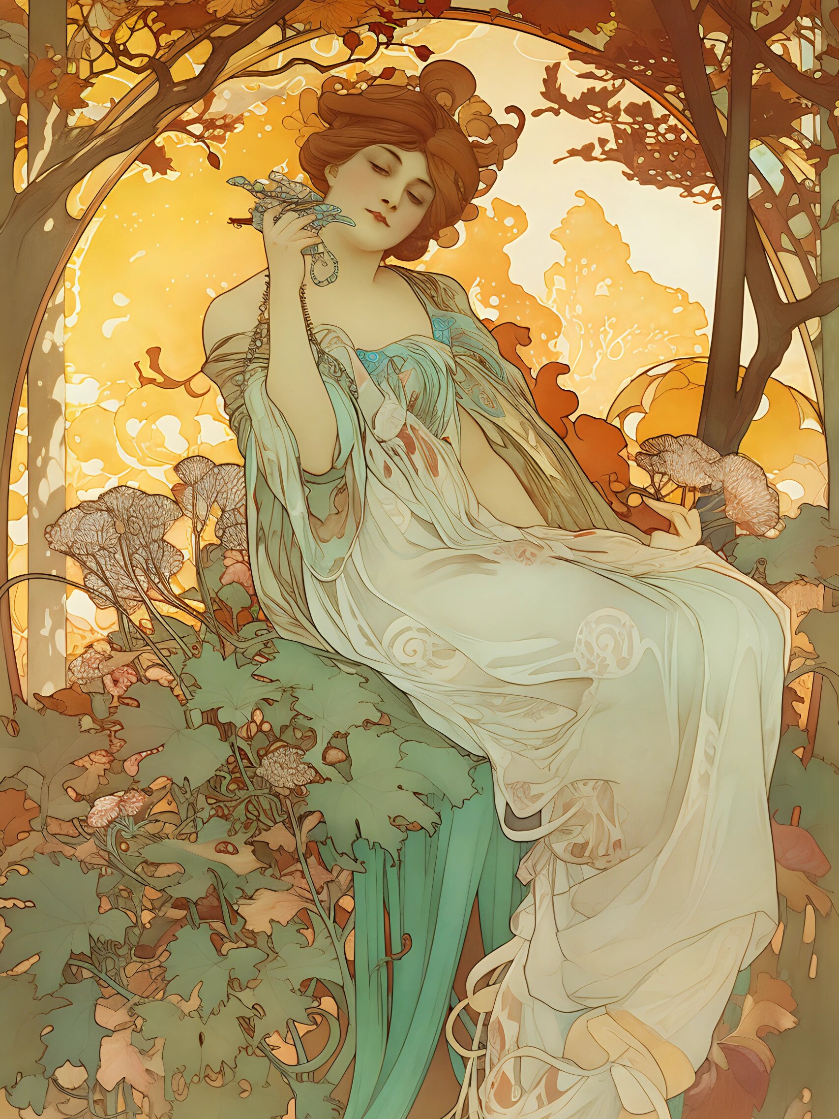 ai 阿尔丰斯 穆夏风格插画