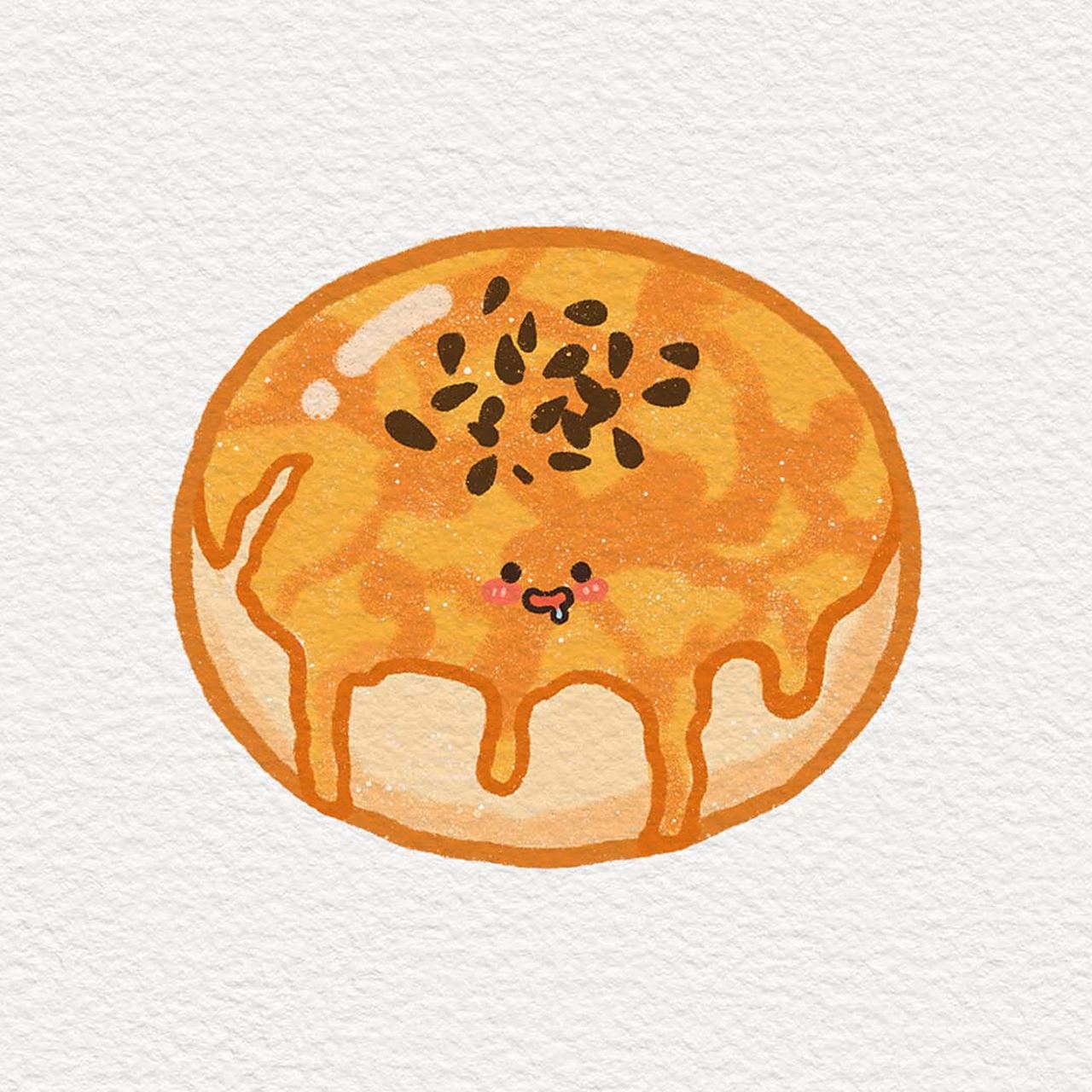 原创简笔画打卡day16|一些可爱小点心06 好吃的东西要吃进肚子里 最