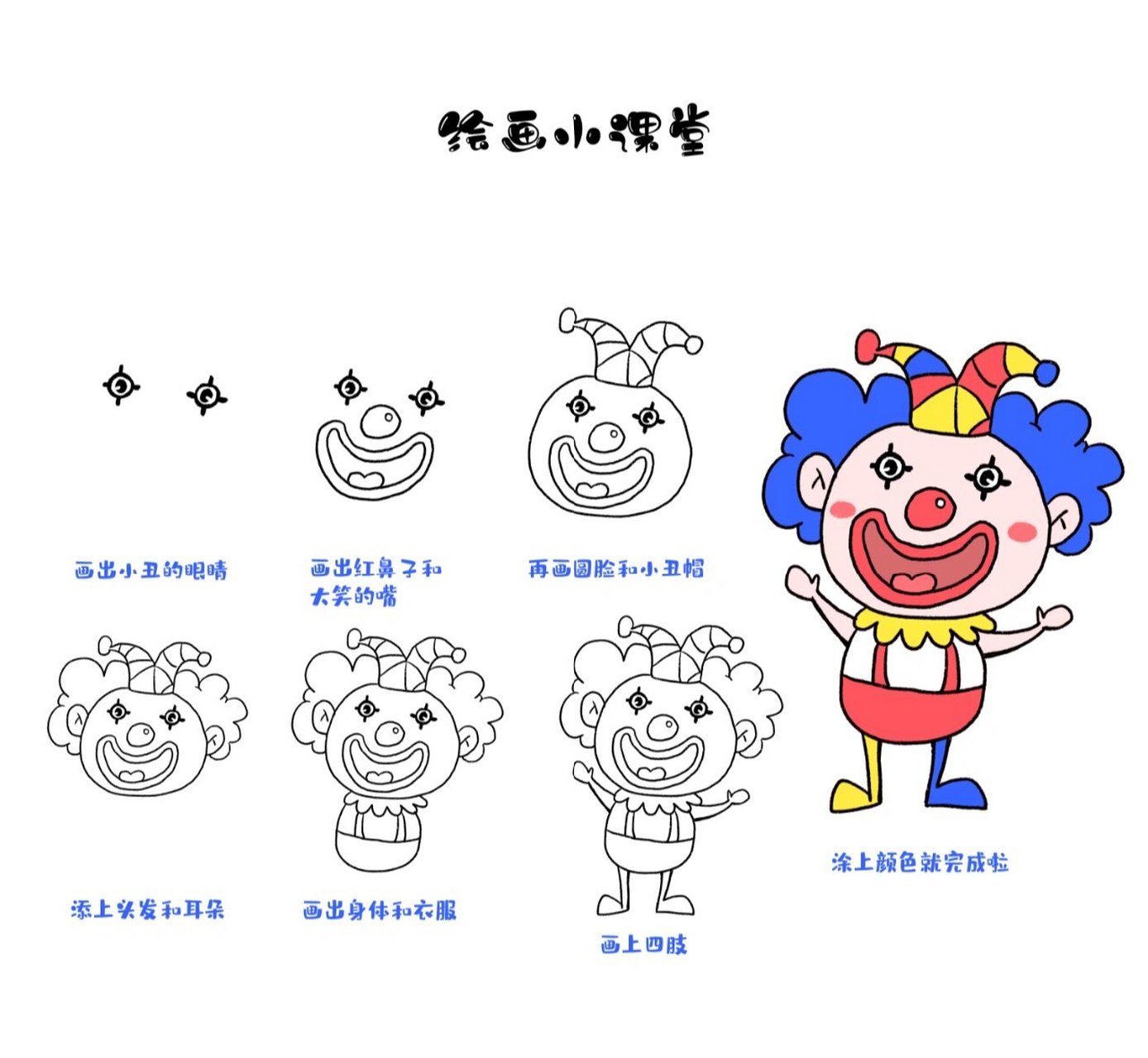 绘画小课堂-小丑107 超级可爱的简笔画教程!伙伴们看过来.