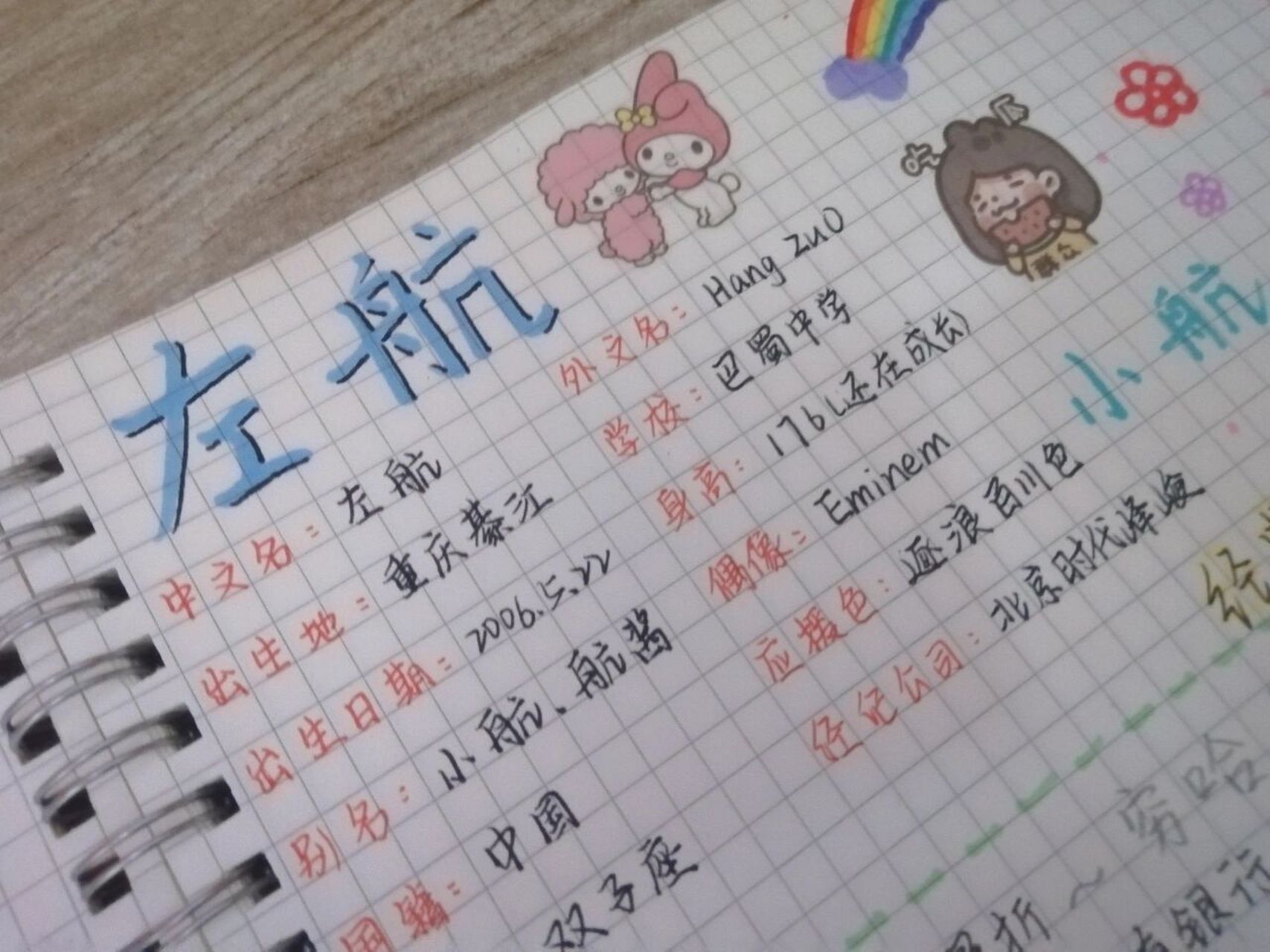 左航的手账/语录/金句/文案 手账包含很多文案,语录,右下角的人是照着