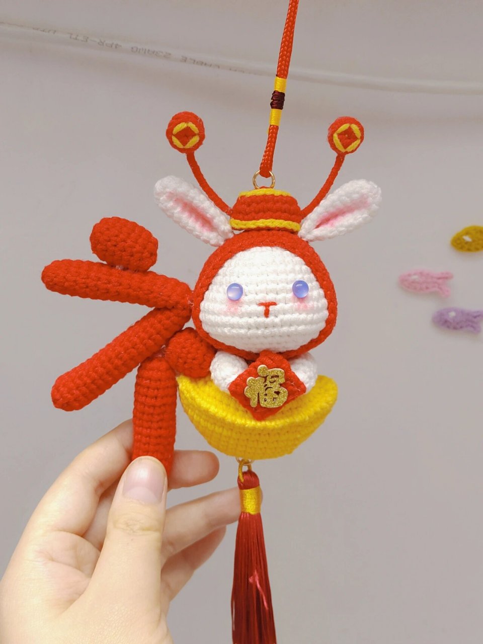 快过年啦90 快来钩一个福字兔兔91吧 我的福字那边自己感觉有点