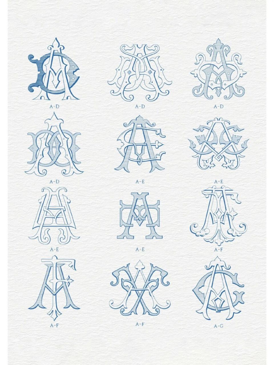 分享组英文字母欧式婚礼首字母交叉logo设计 #字母logo