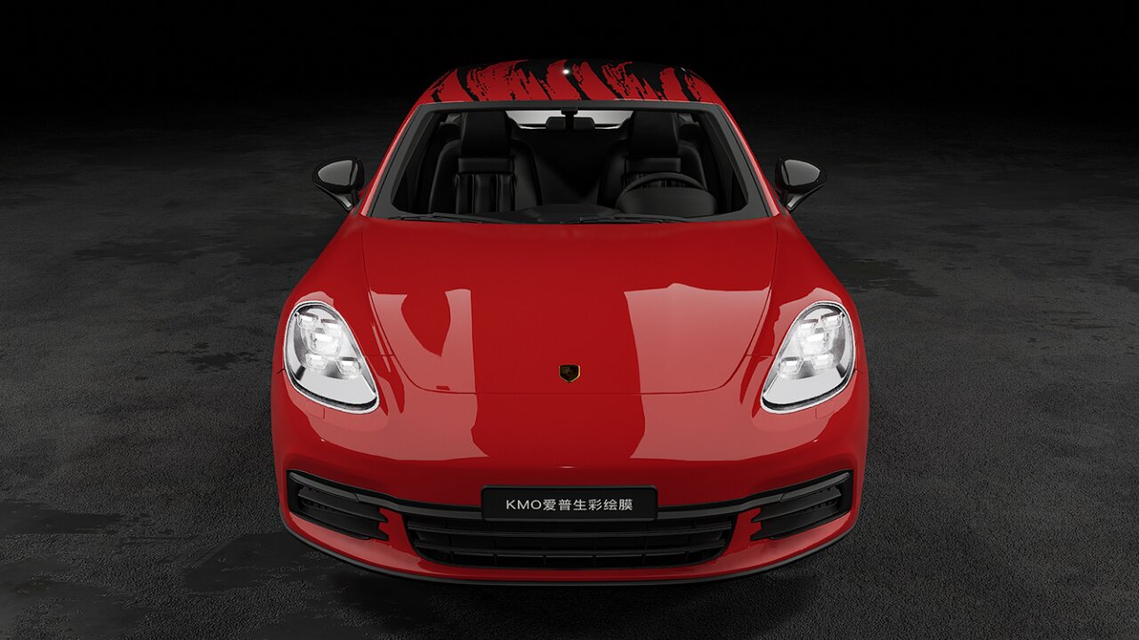 保时捷-红黑泼墨涂装-改色案例分享