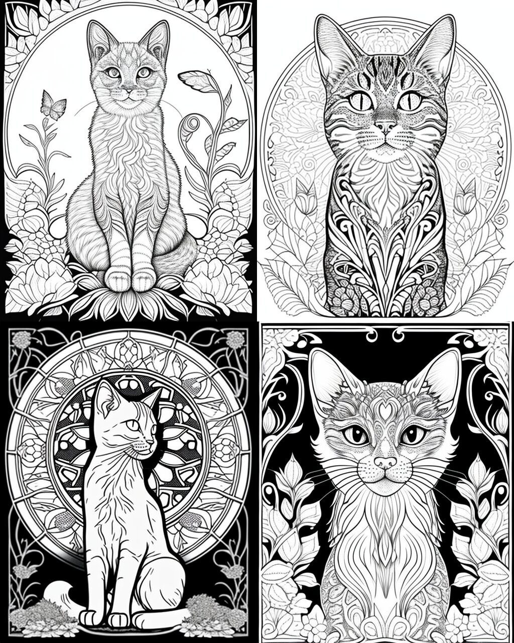 猫咪线条,涂色,装饰画