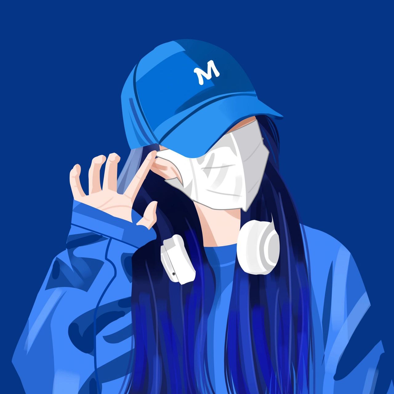 克莱因蓝女生头像|插画头像 9315做头像,礼貌拿图 0569♂15