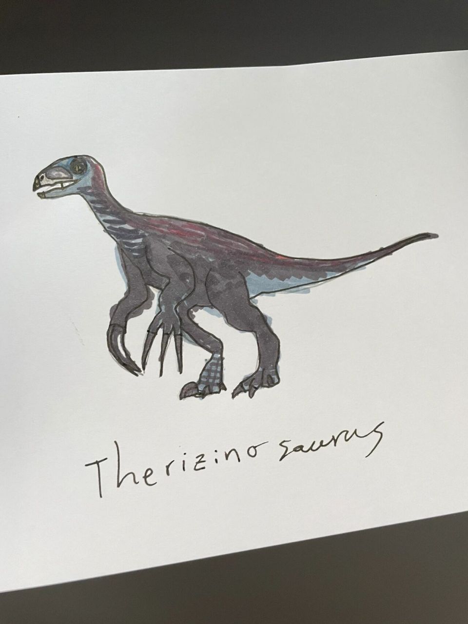 9岁侏罗纪铁粉的画画日常 镰刀龙therizinosaurus