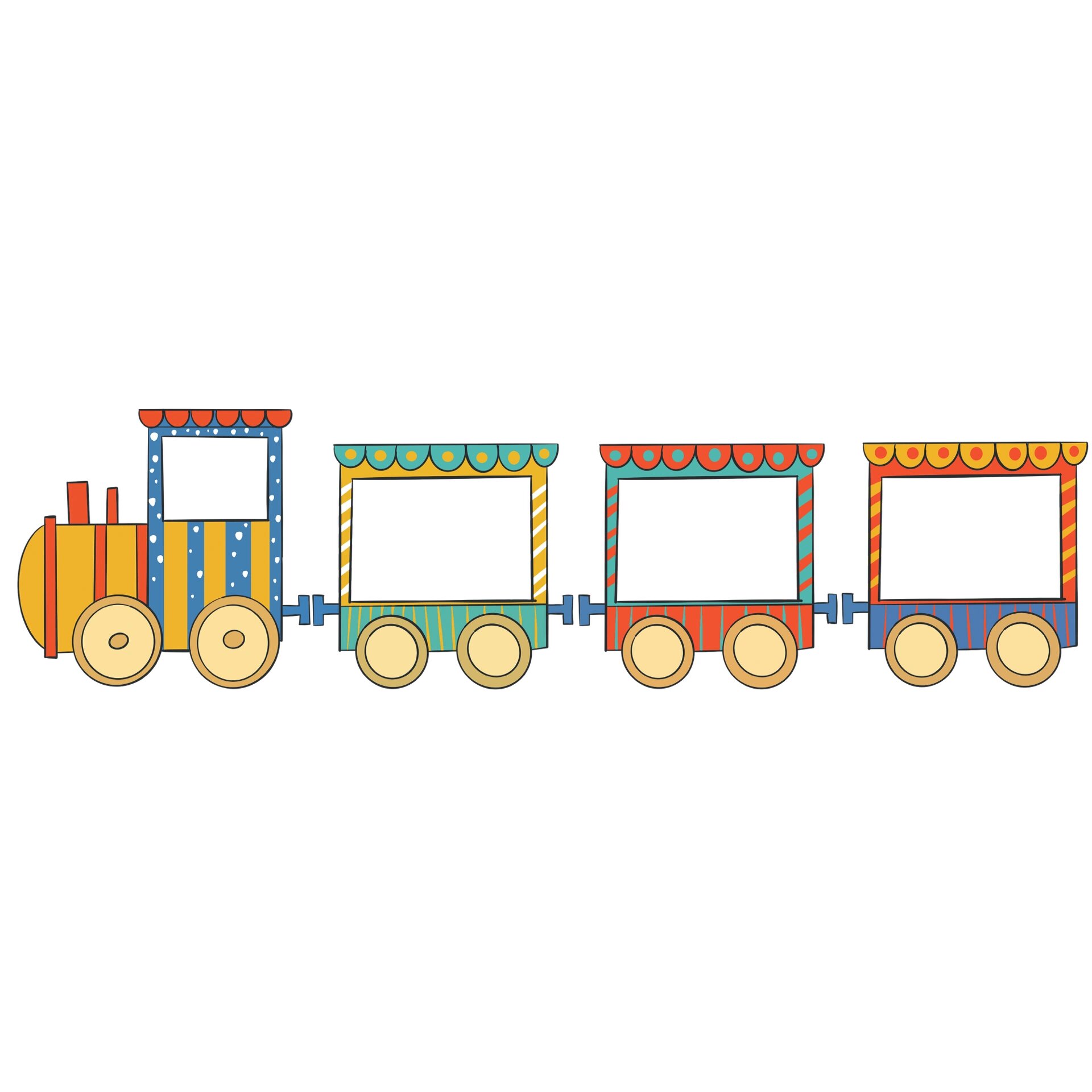 卡通🌈手绘六一小火车🔥免抠素材 📍今日素材 	 🚂卡通交通工