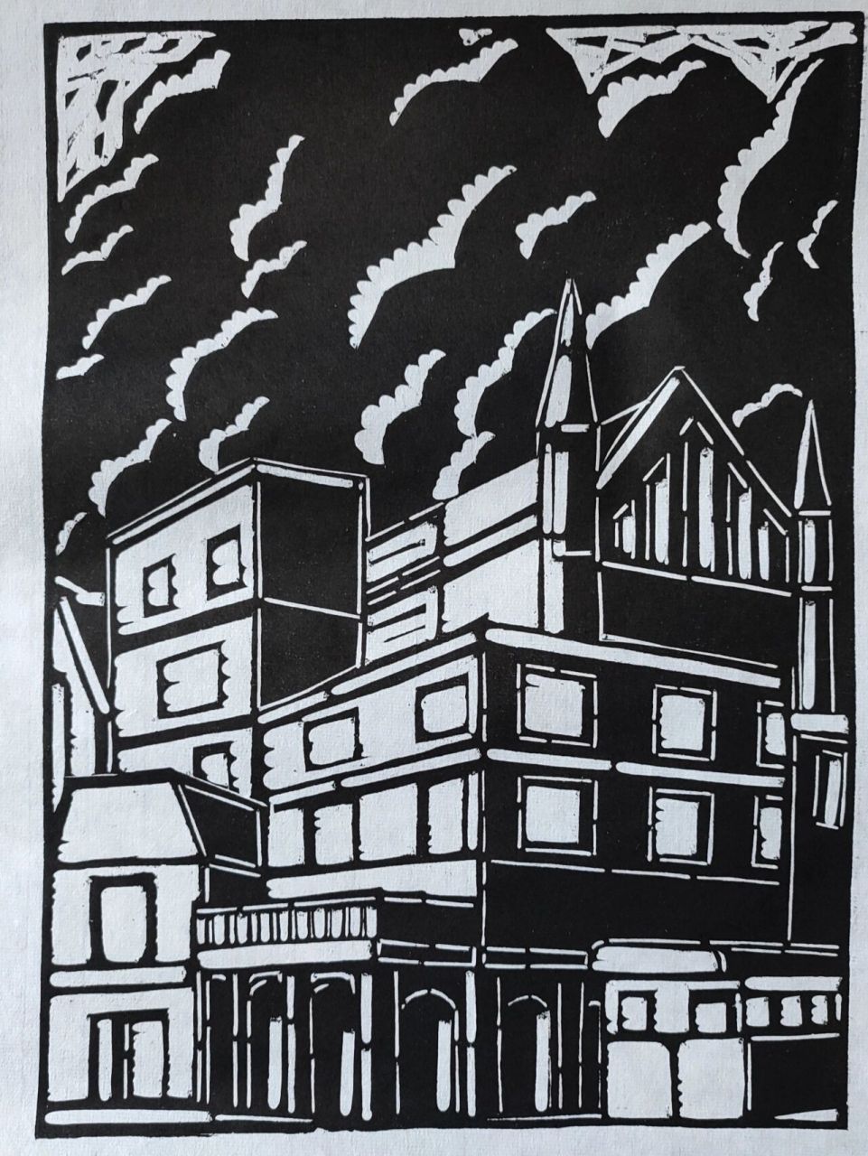 黑白木刻 第一次接触版画黑白木刻 木刻 版画 美术生 很喜欢刀在板上