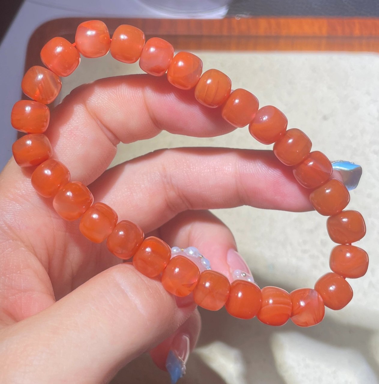 天然川料冰飘南红手串 8.