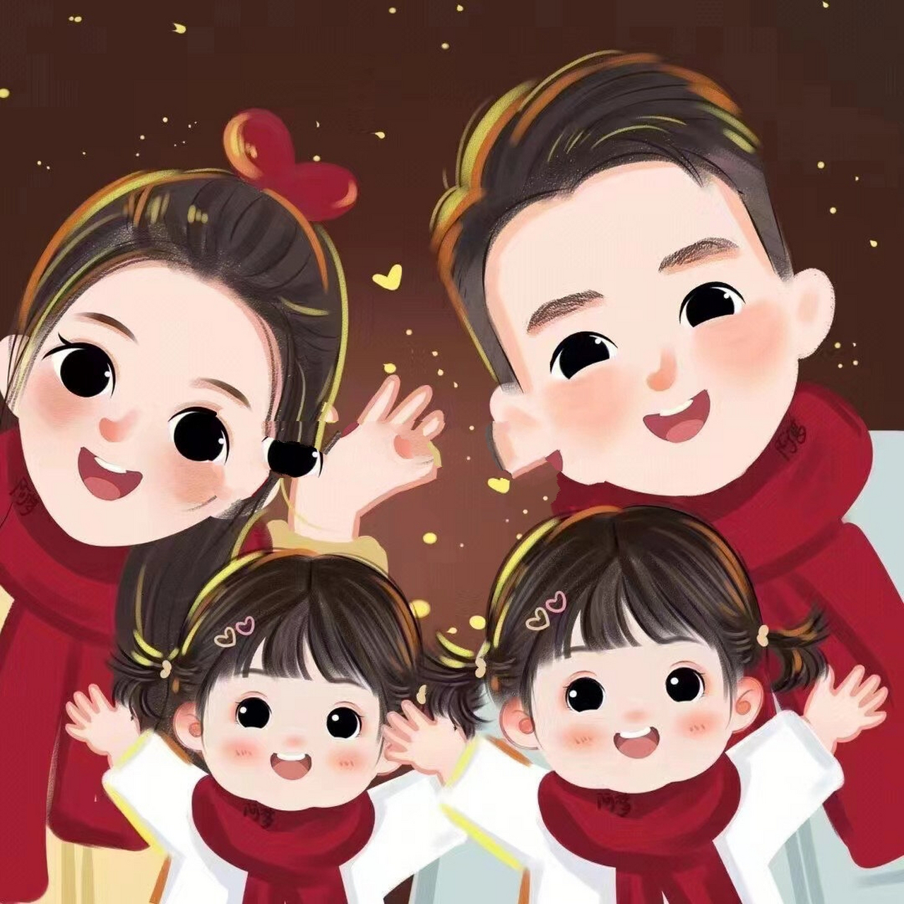 一家四口全家福/背景图 姐姐妹妹,姐姐弟弟