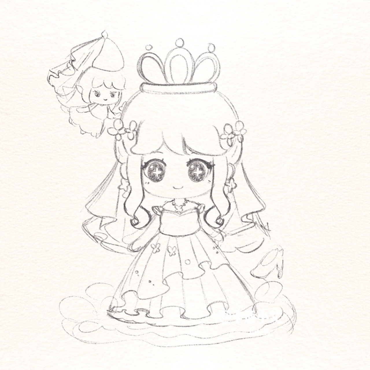 画画分解图 教程图 可爱萌萌的灰姑娘公主 迷你世界新皮肤 简笔画