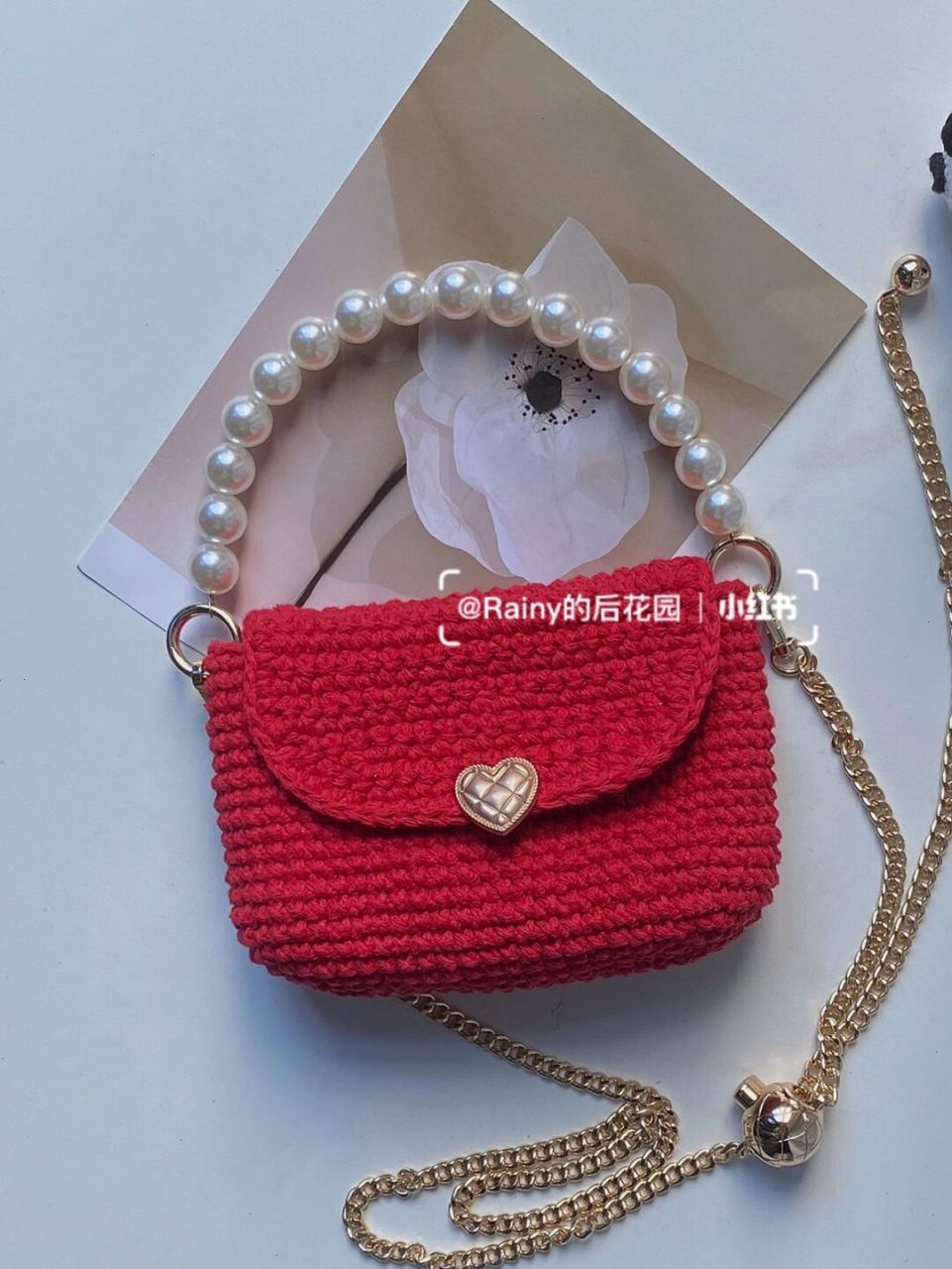 钩针编织爱心小香风翻盖包 | 附图解教程 我可太喜欢这个小包了,大小