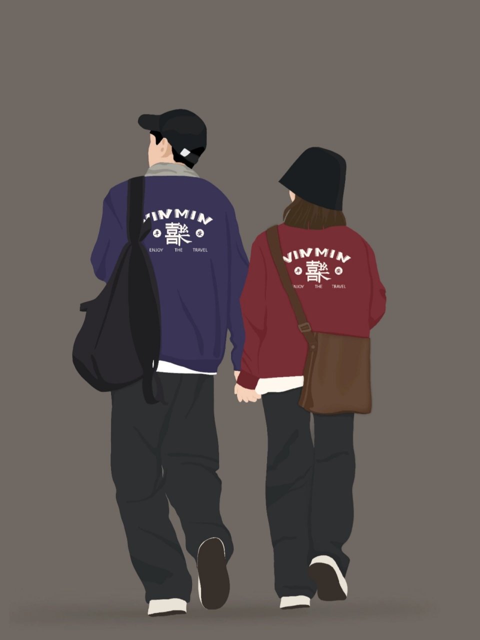 情侣头像|情侣头像背影|新年头像 红蓝搭配情侣背影头像|平安喜乐