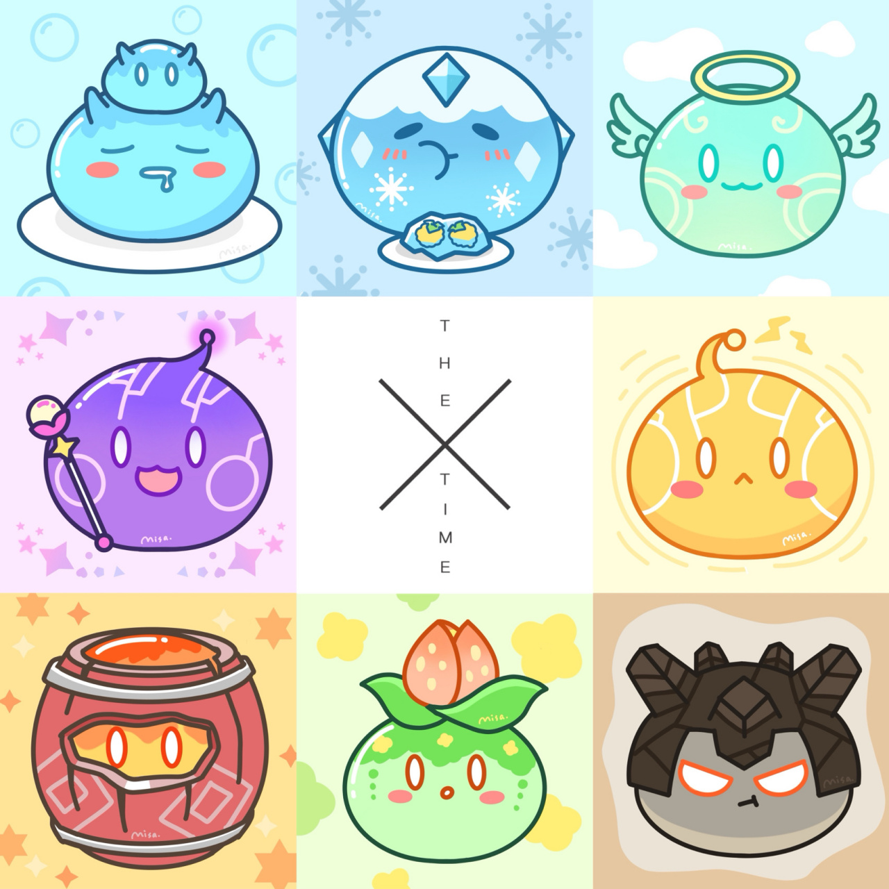 圆滚滚头像|原神史莱姆合集 圆滚滚的全属性史莱姆 可可爱爱一次性