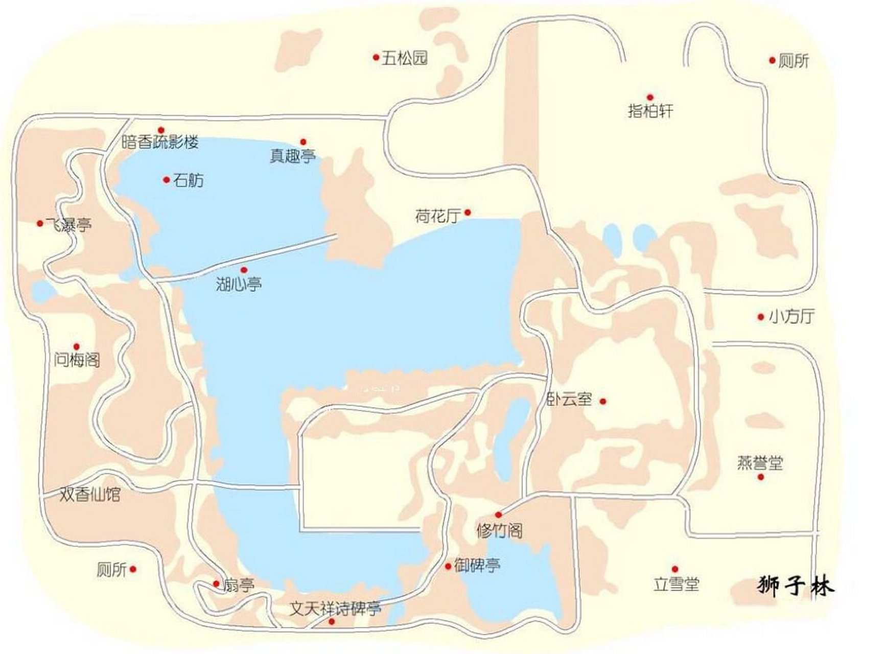 狮子林平面图手绘图片