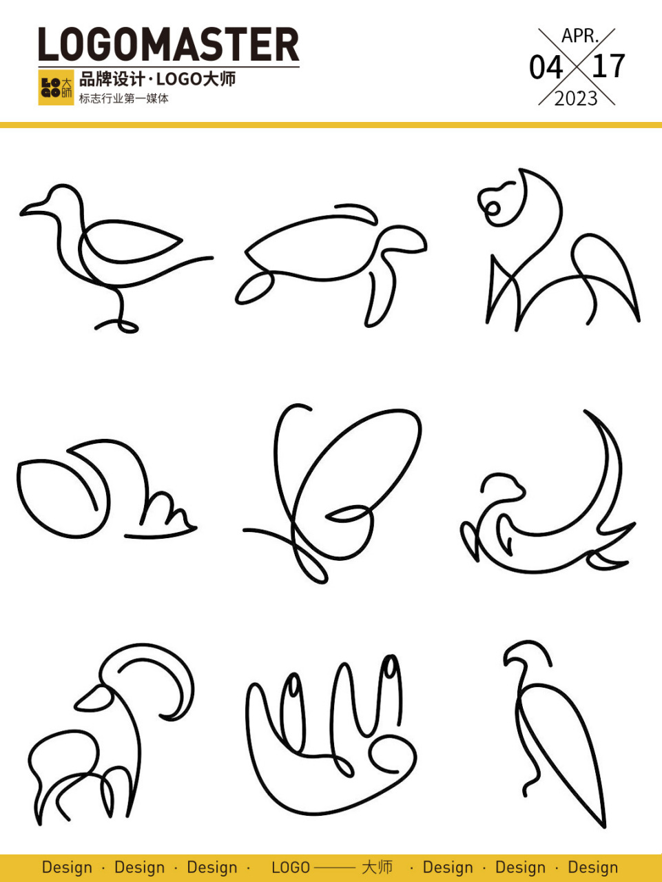 997期推荐 | 简洁个性的动物logo设计 一笔而成的动物logo图形设计