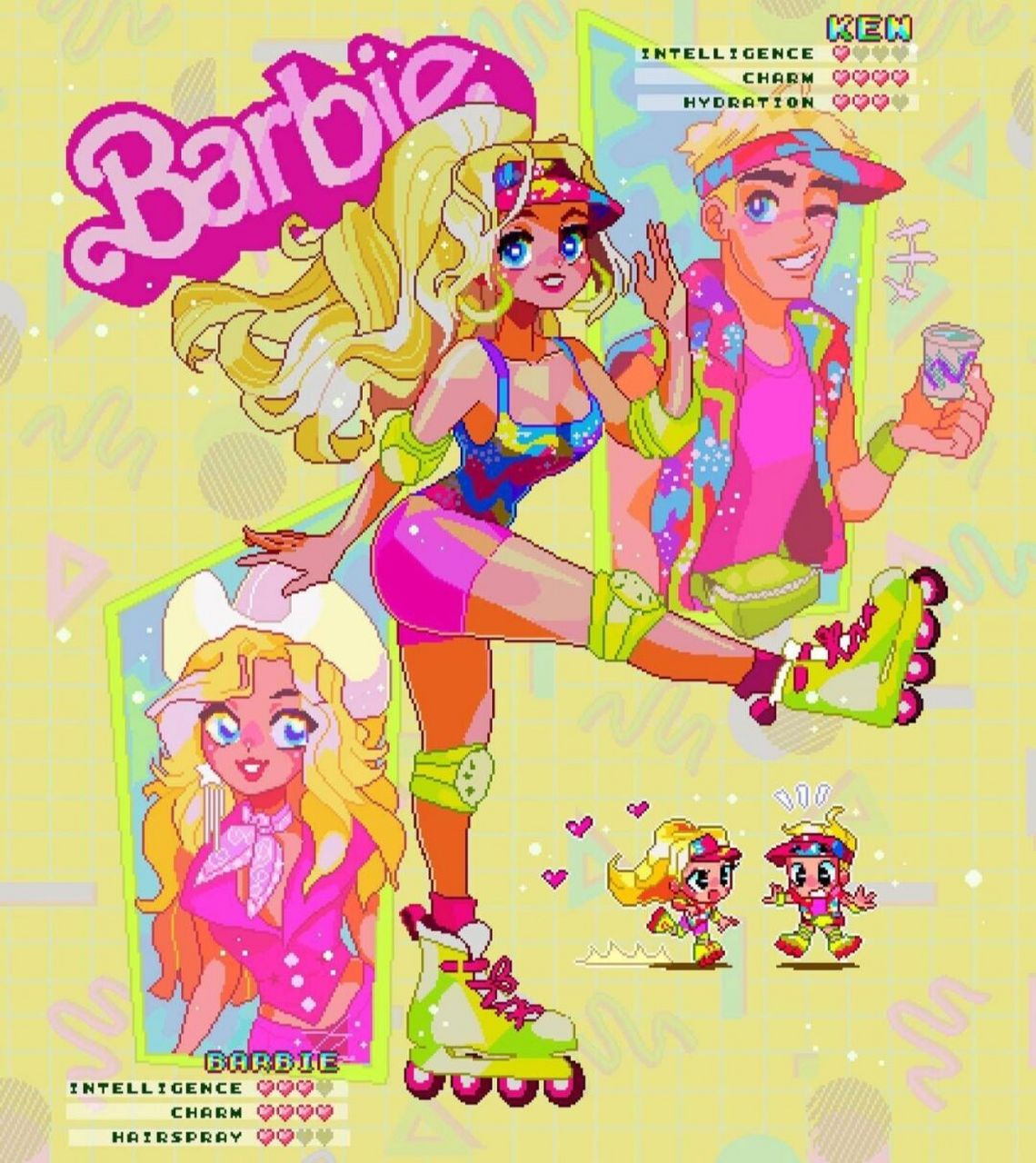 像素画|真人芭比电影玛格特罗比溜冰造型 96今天分享像素插画师