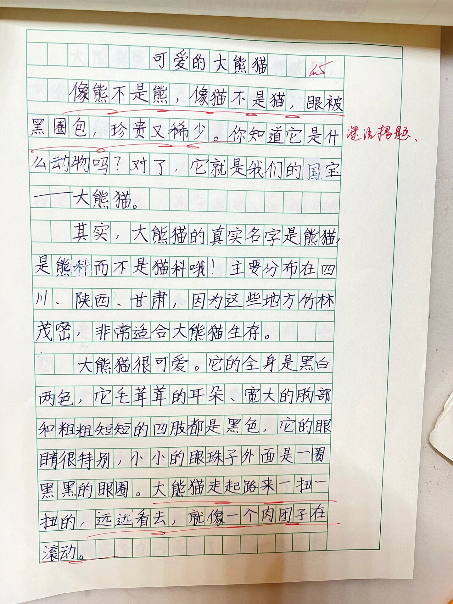 可爱的大熊猫150字图片