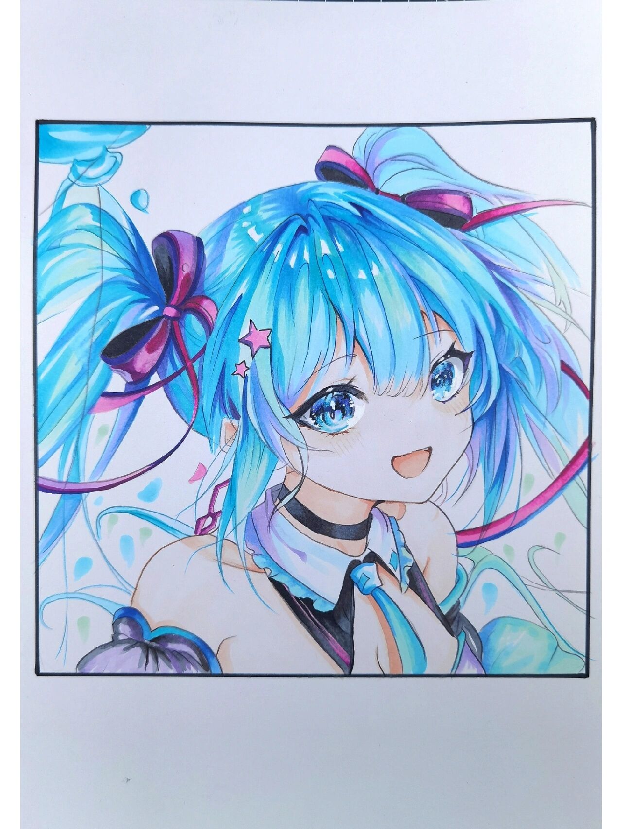 Q版彩铅画初音图片