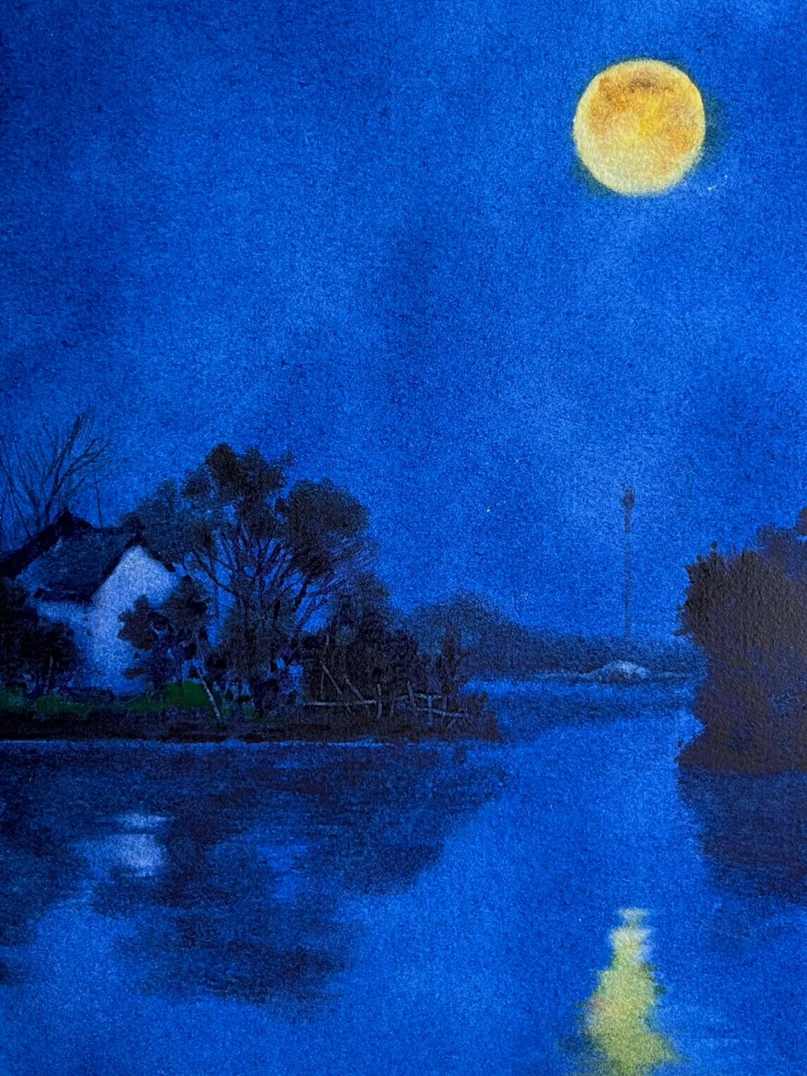 十五的月亮十六圆,祝大家中秋快乐,团团圆圆#水彩风景# #风景速写
