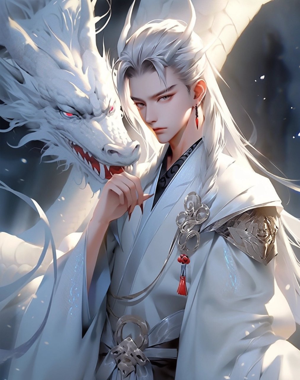 【aigc】青龙在天 祥瑞披肩,好运头像壁纸    