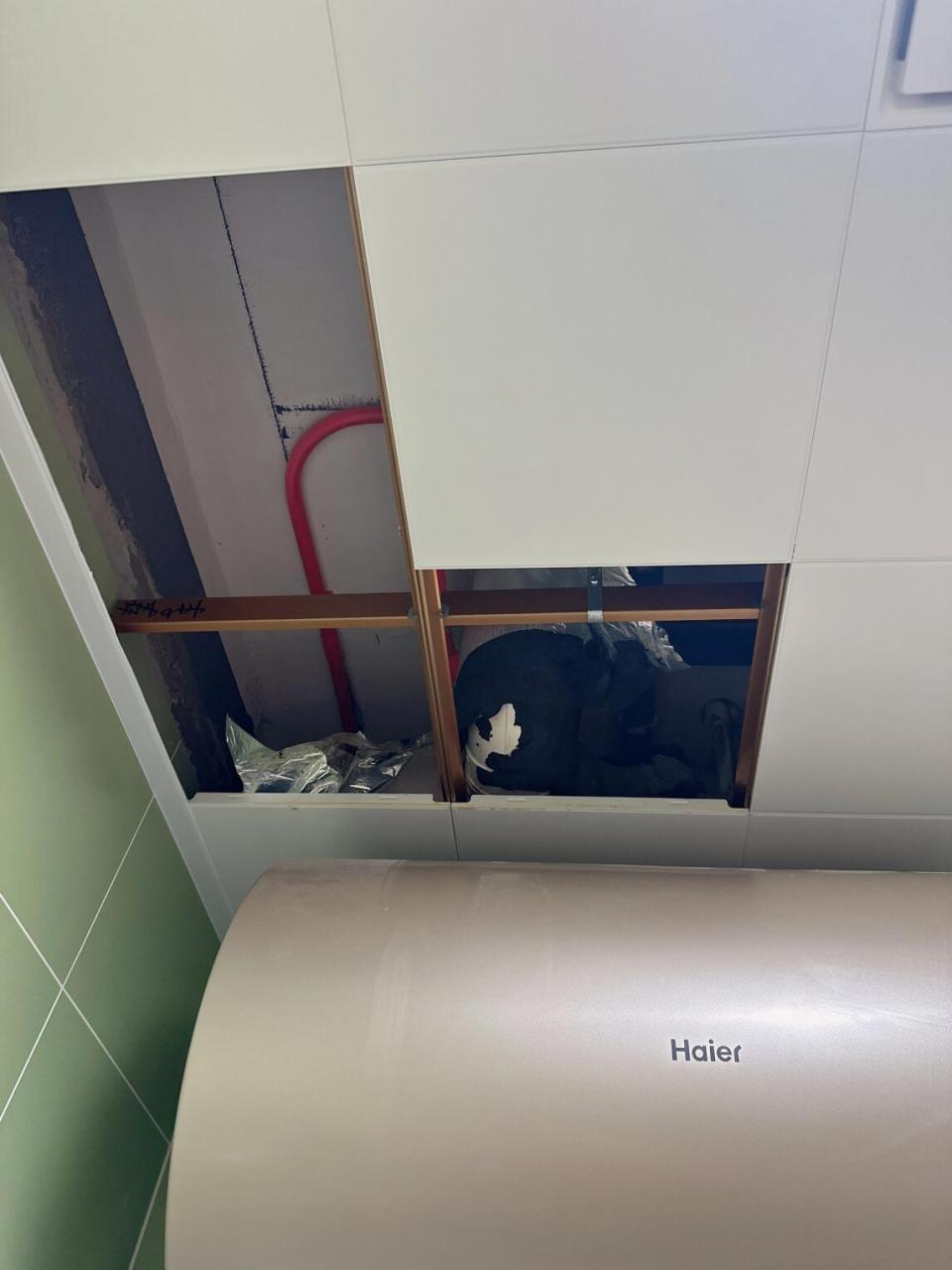 我家卫生间天花板漏水了,最近卫生间一直有臭味,前天开始从房顶漏水