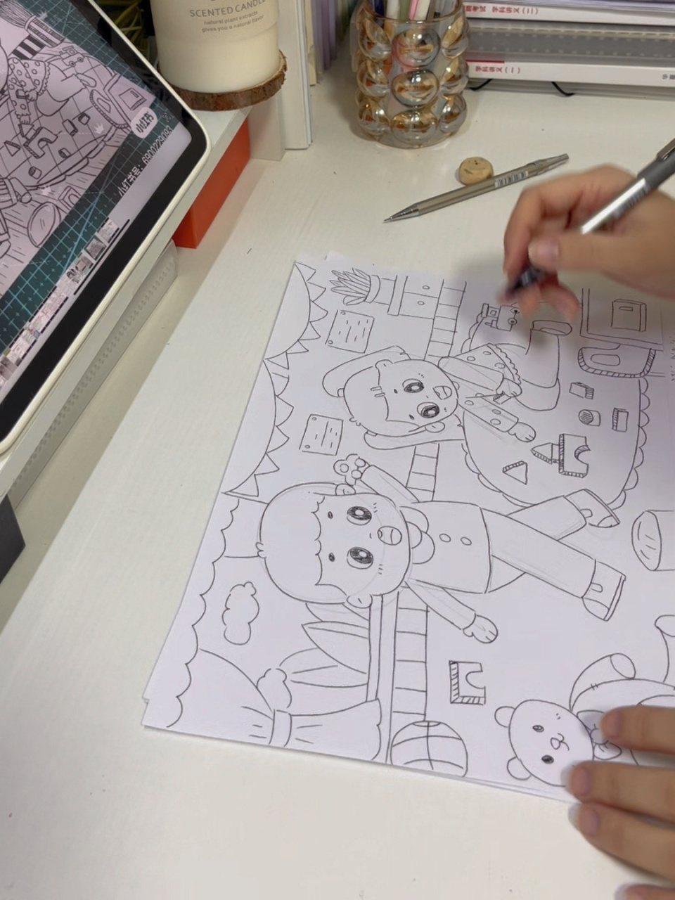 挑战五分钟一张a4纸简笔画第11天 《区角游戏》临摹奶茶手绘