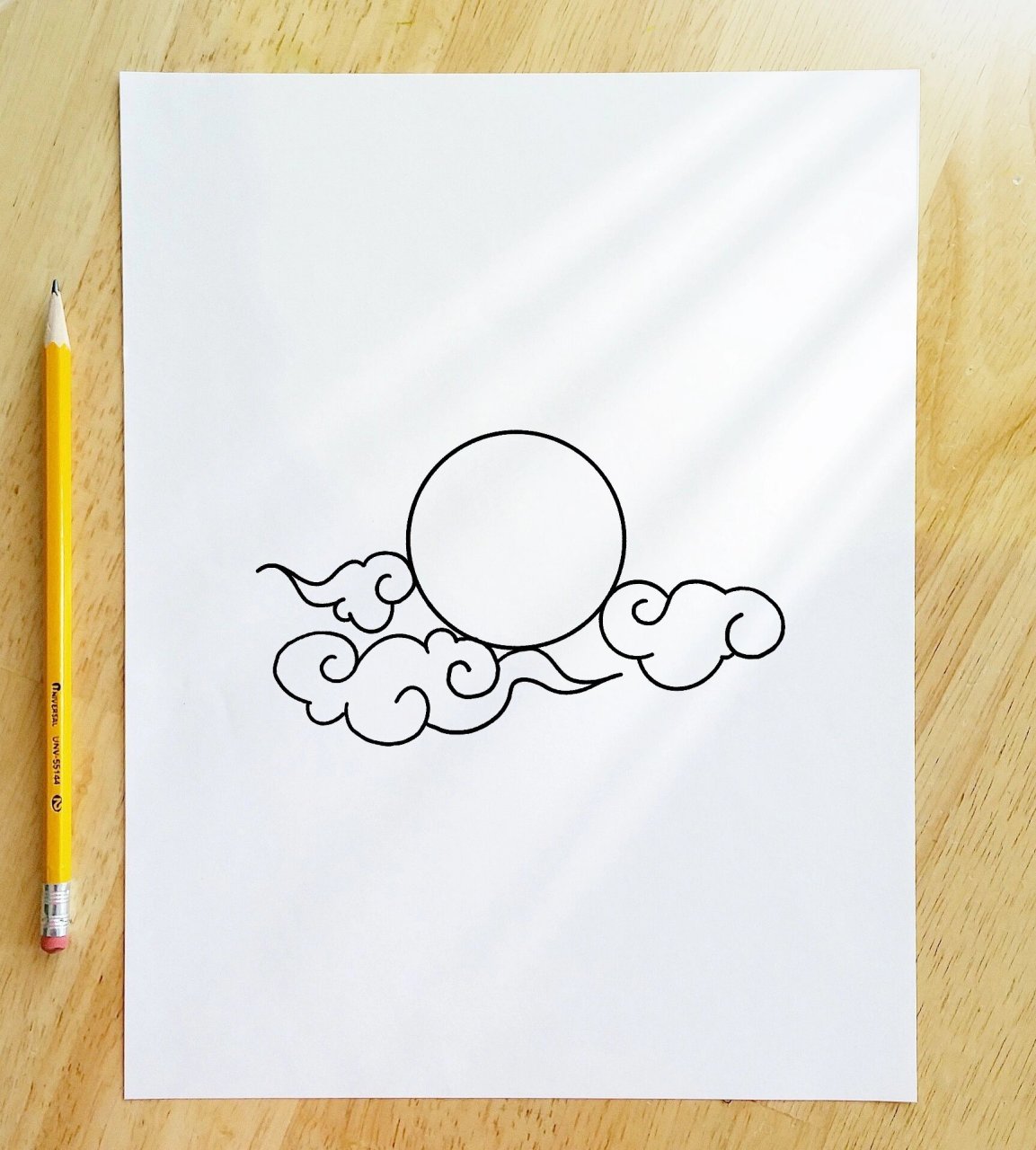 97简笔画教程-中秋祥云