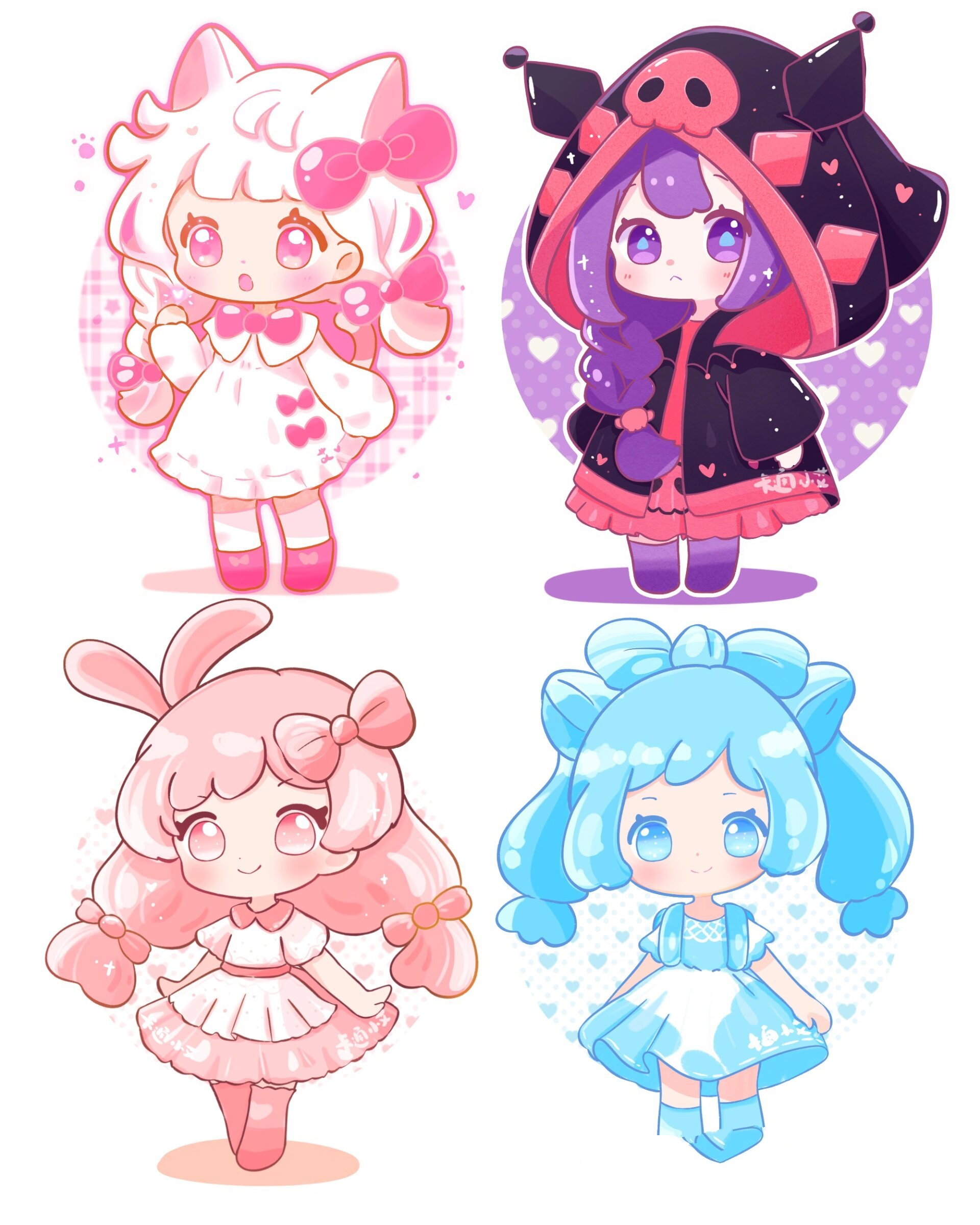 三丽鸥 小拟人简笔画卡通画图图 原创的小系列 可爱三丽鸥拟人 画画的