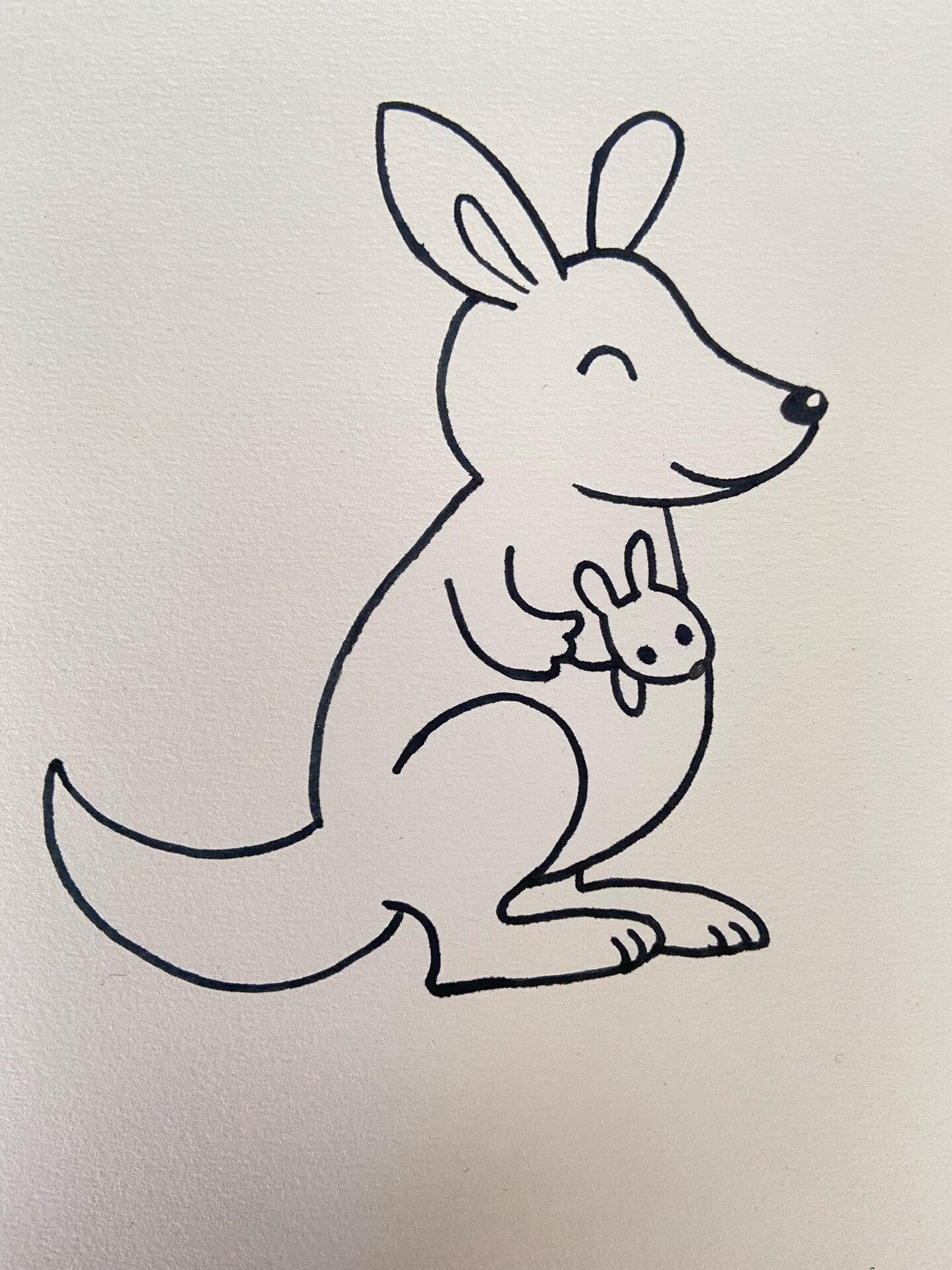 简笔画打卡day27 可爱动物～袋鼠妈妈和袋鼠宝宝