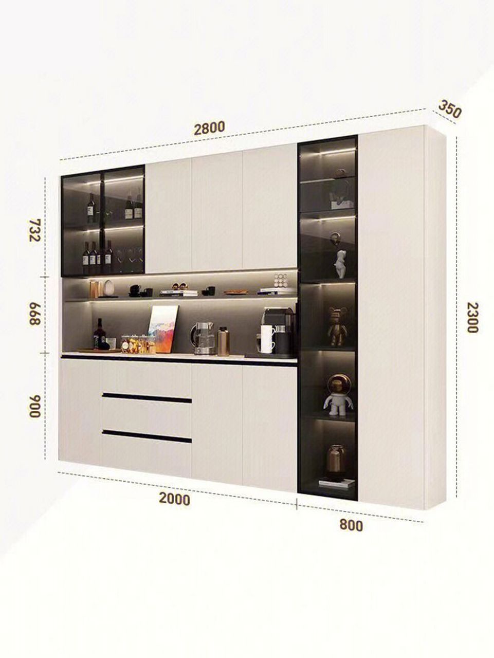 高颜值极简餐边柜7815你们要的尺寸图来啦~ 今天绘素姐姐带大家看