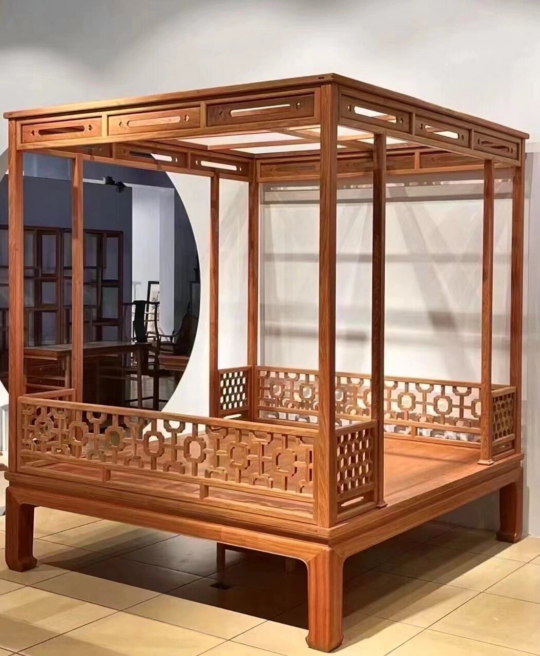 架子床 缅花·经典复刻款 原物为明末清初 束腰马蹄八柱架子床/六柱