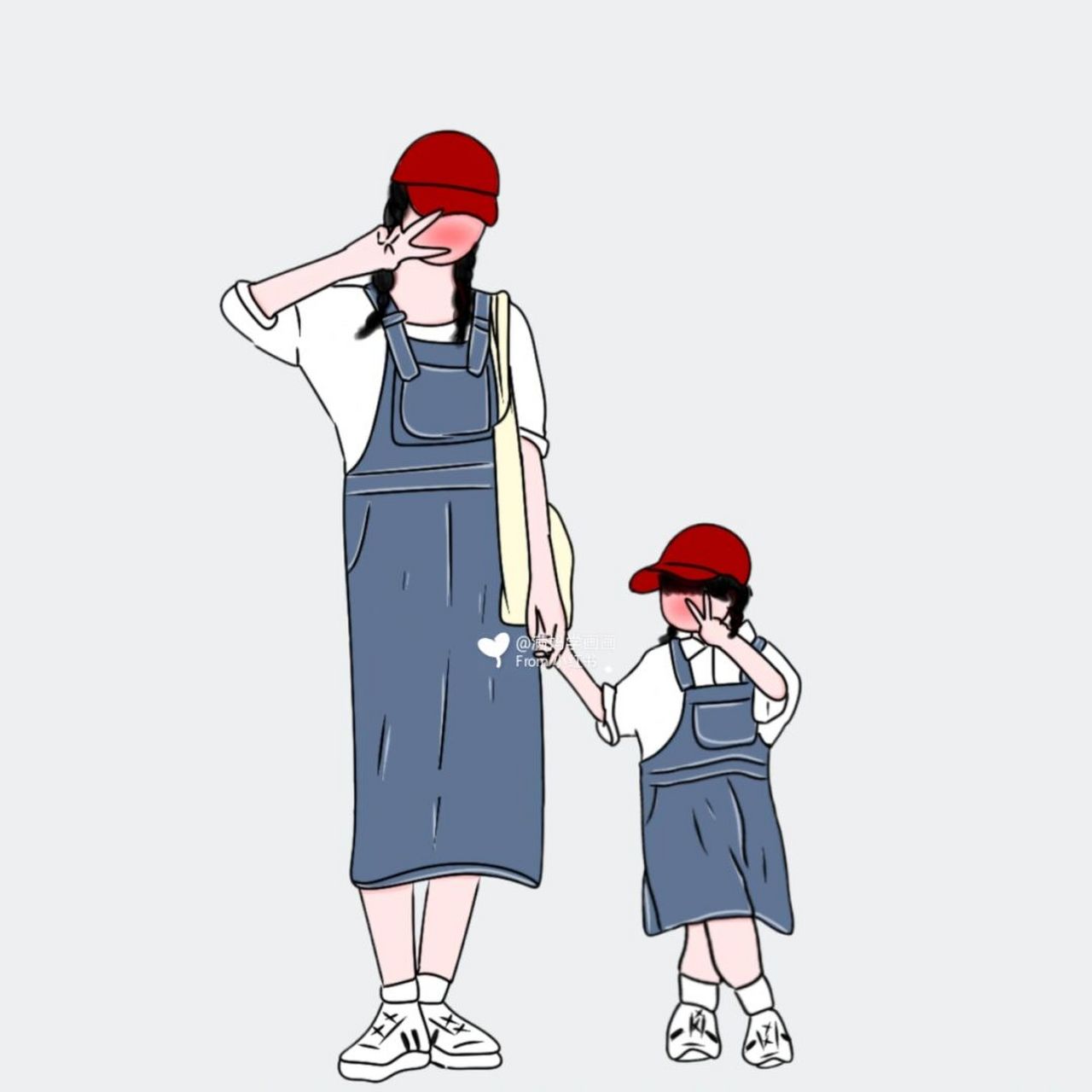 母子母女三人头像可爱专属头像 我也不想那么累啊 可是她喊我妈妈诶