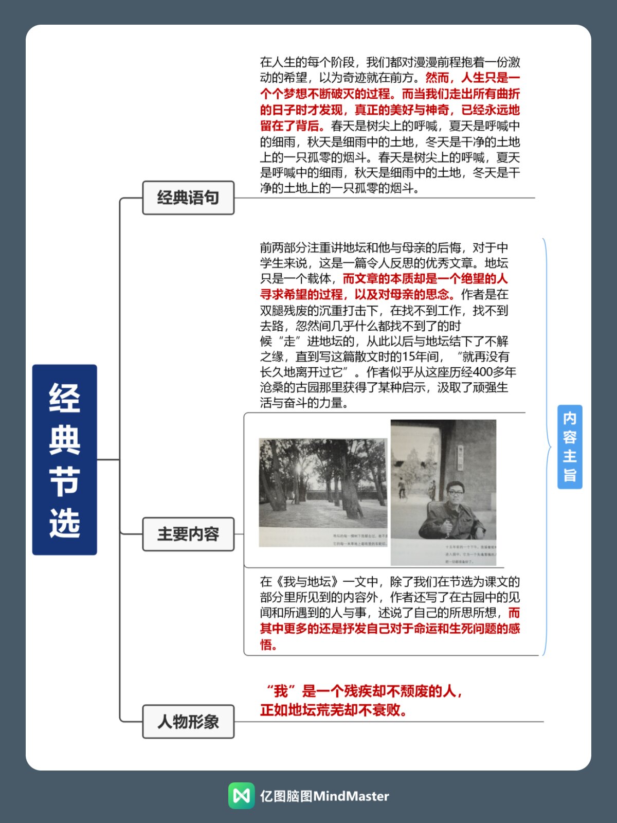 《我与地坛》978张导图读懂史铁生文字