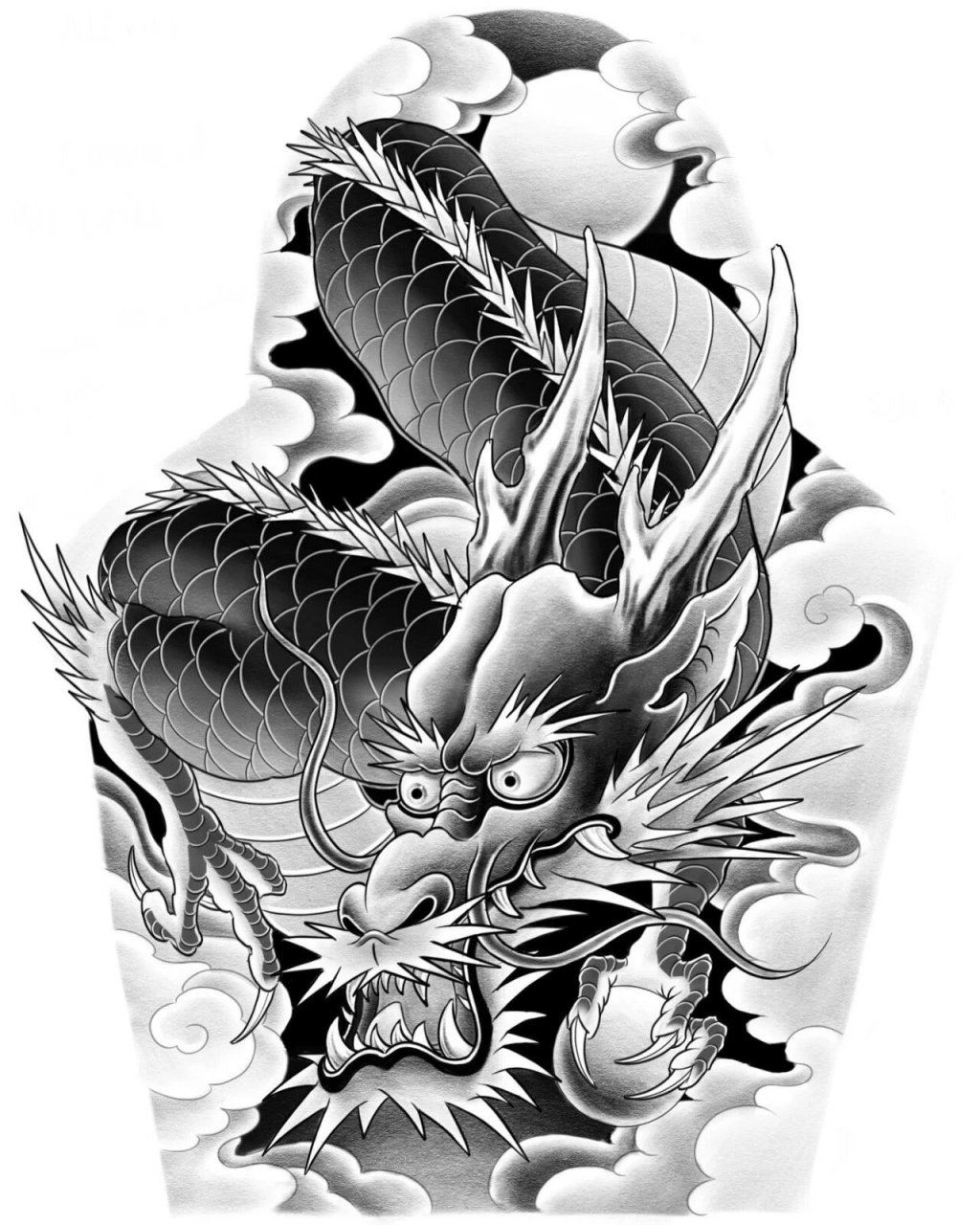 大臂龙纹身手稿         龙纹身