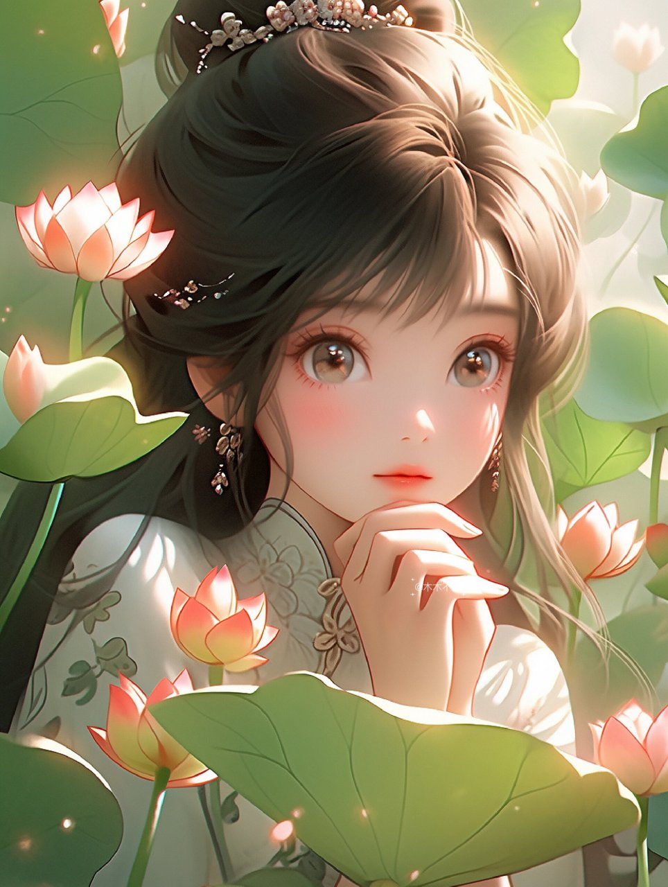 荷花系列|汉服 夏日荷花古风少女绝美壁纸 夏日炎炎,好运莲莲.