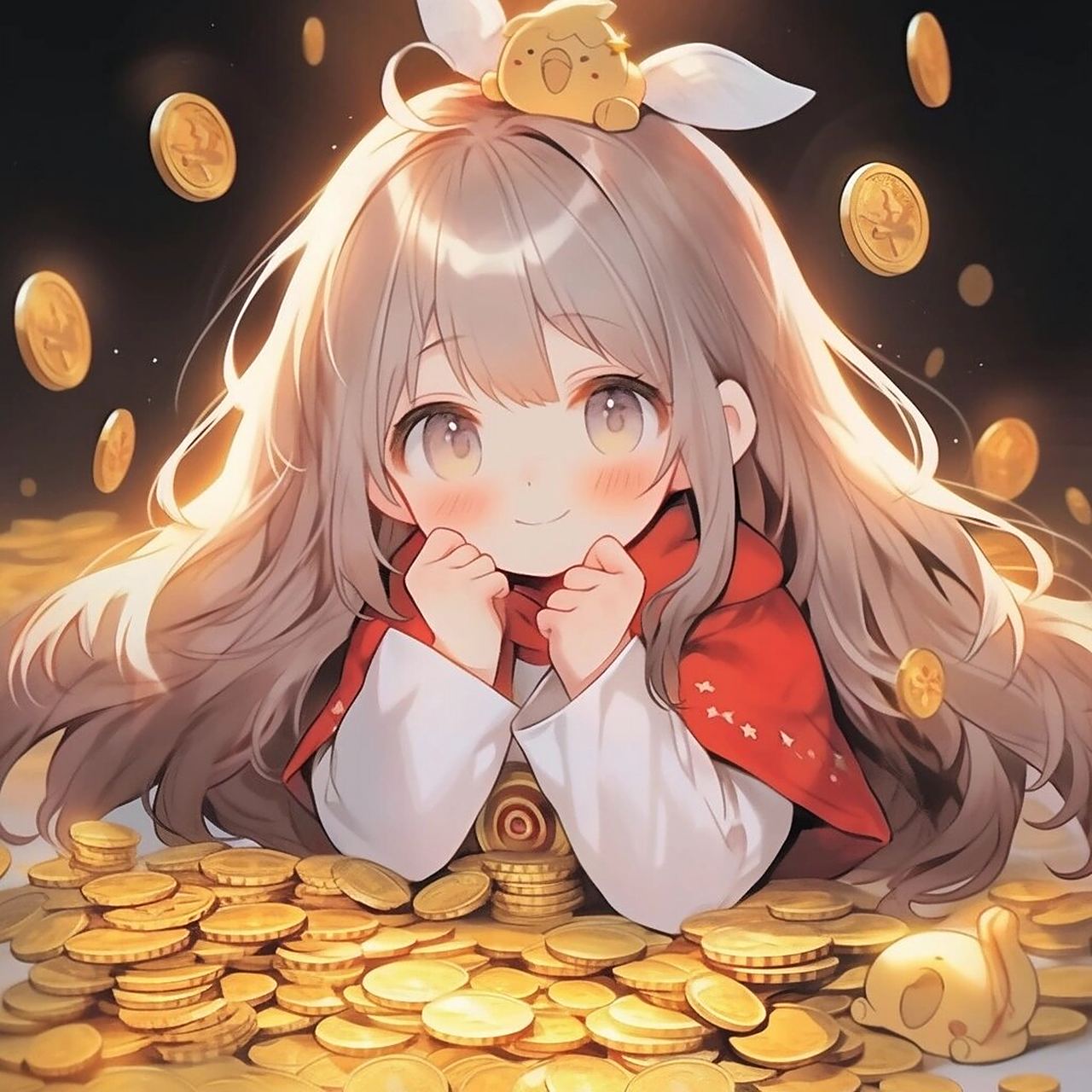 致富头像丨钱来～钱来～钱从四面八方来～ 在金币上打滚,这破天的富贵