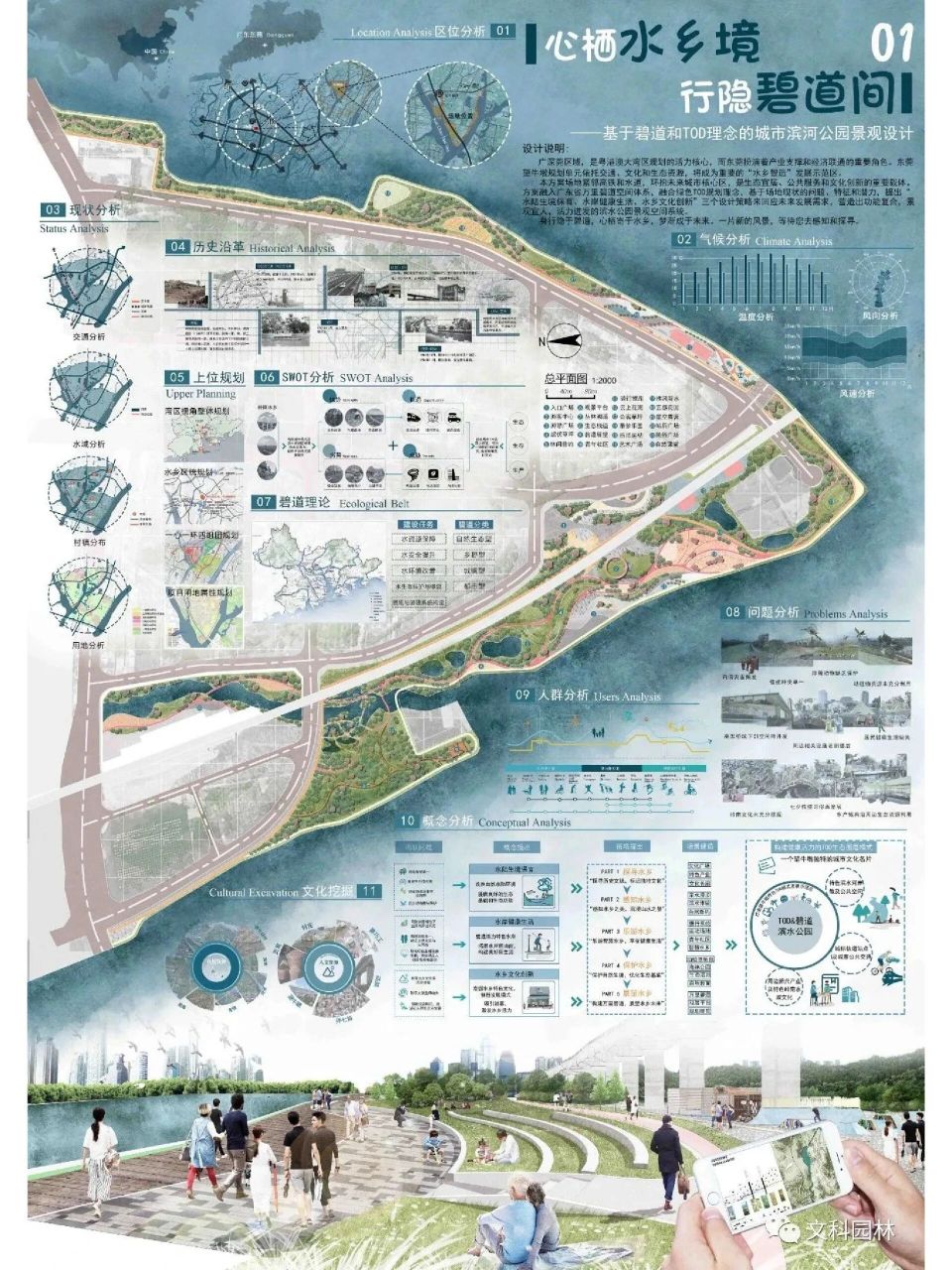 第十届文科杯三等奖获奖作品展板 作品名称:心栖水乡境,行隐碧道间