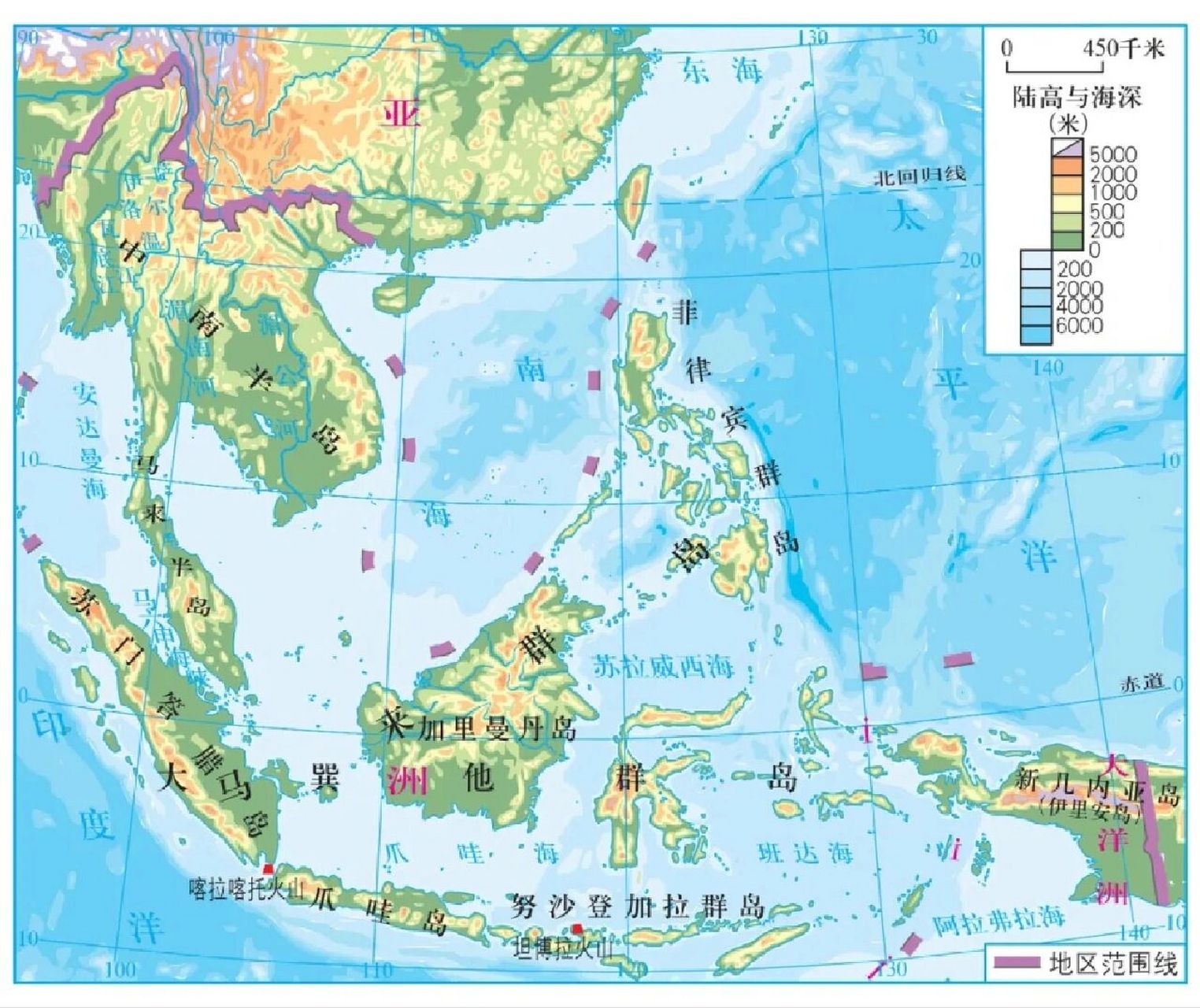 东南亚区域图手绘图片