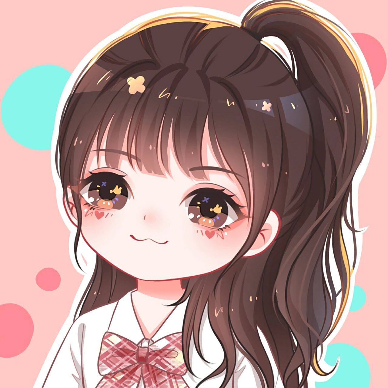 卡通q版可爱女生头像 半马尾戴口罩女生头像~ 直播画的 图2空白背景,