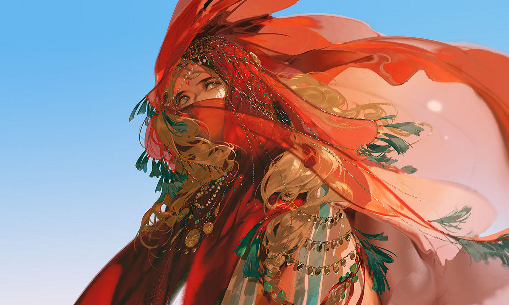 伊吹鸡腿子最新古风插画,苗族服饰好看!