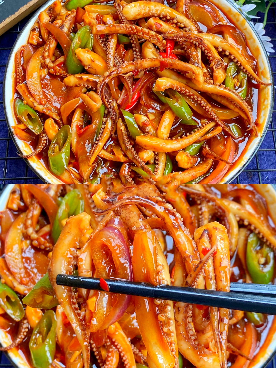 酱香浓郁7515好吃到舔盘的香辣鱿鱼须,巨过瘾 95鱿鱼须这么做香