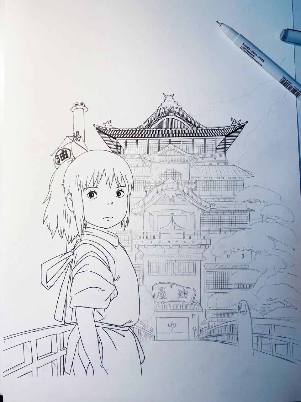 千与千寻手绘更新第二波… 刚开始画上色就发现我这80色的马克笔颜色