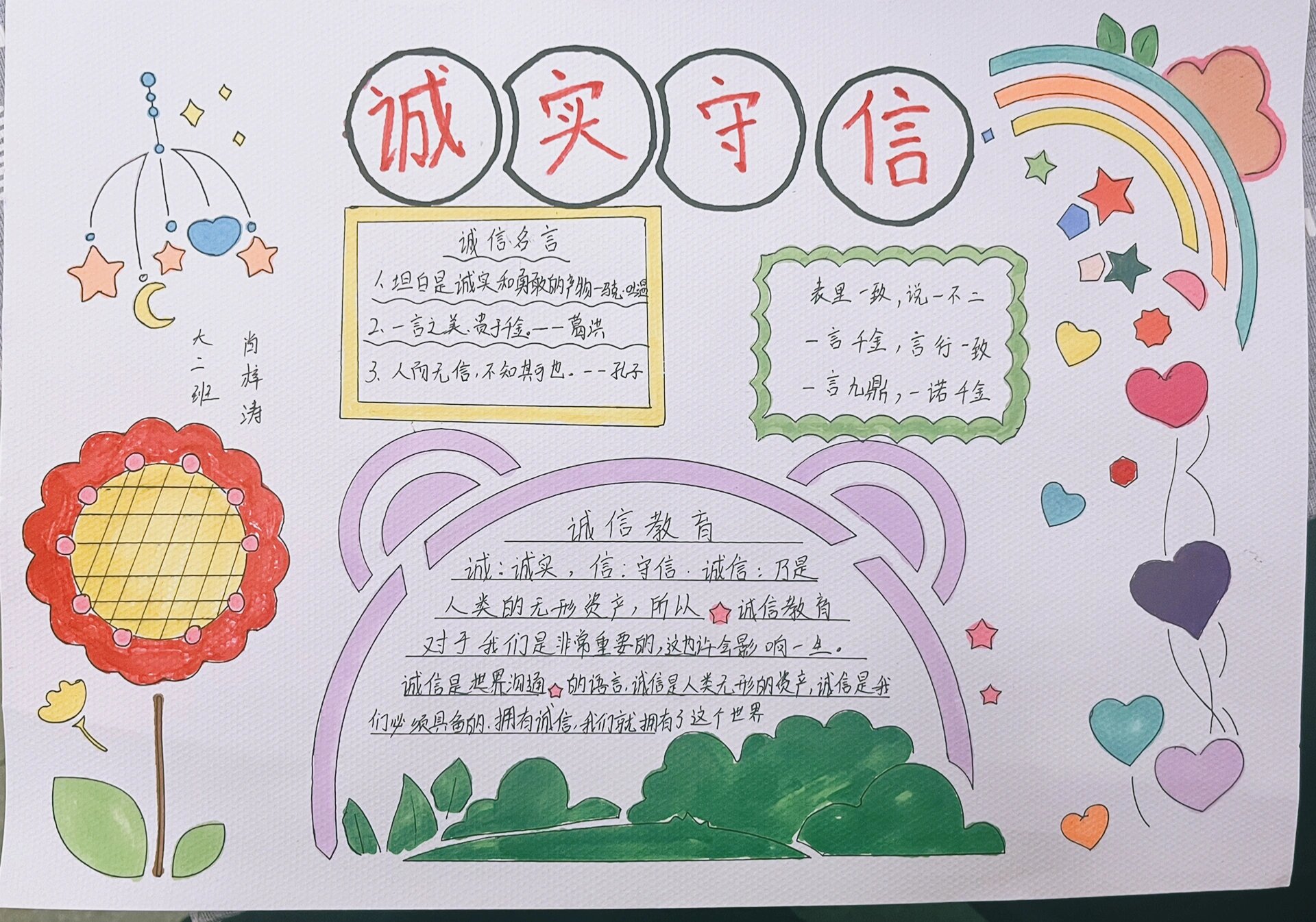 诚实守信手抄报@桃井深蓝的动态