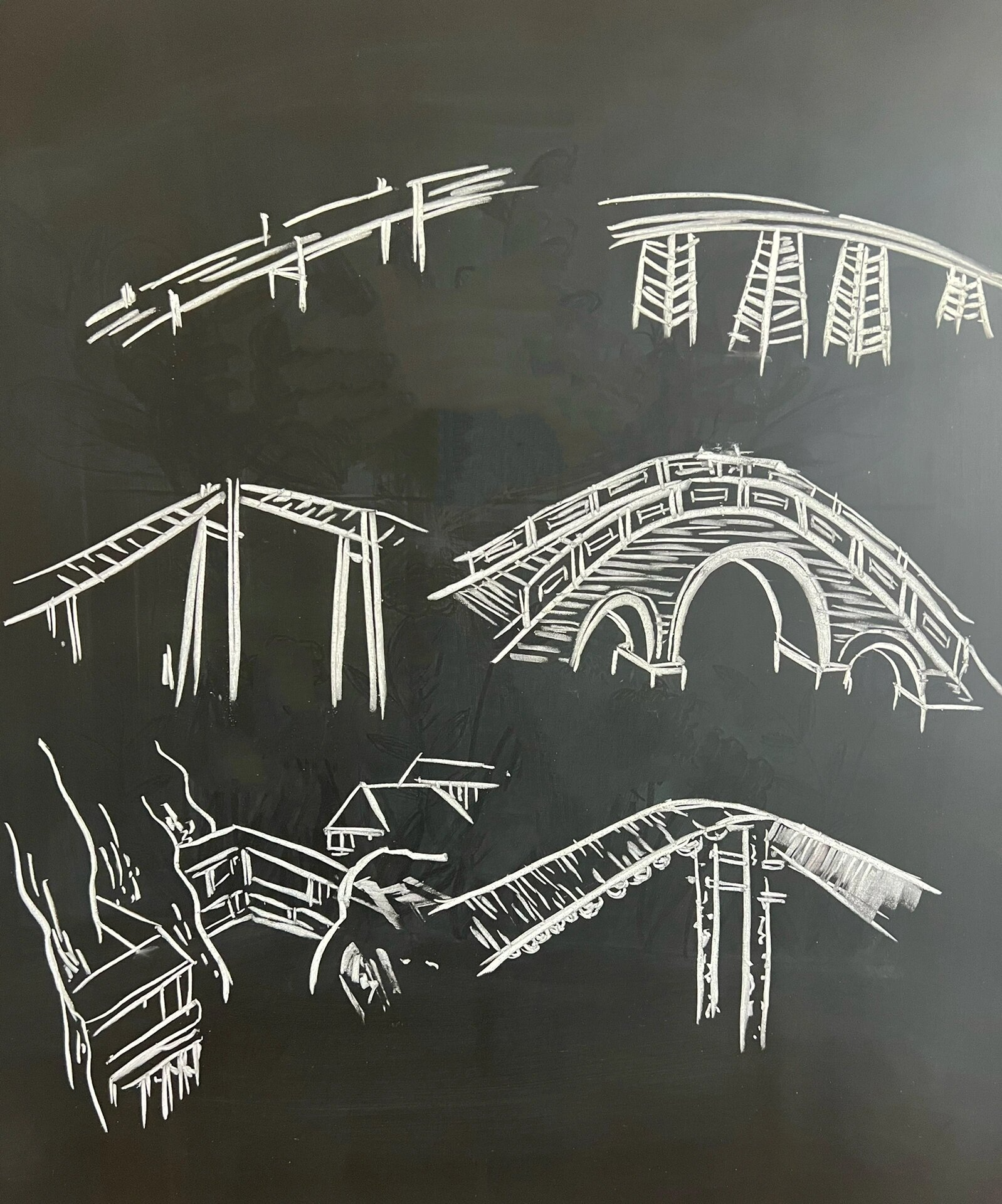 粉笔画|教你两分钟快速画桥(合集