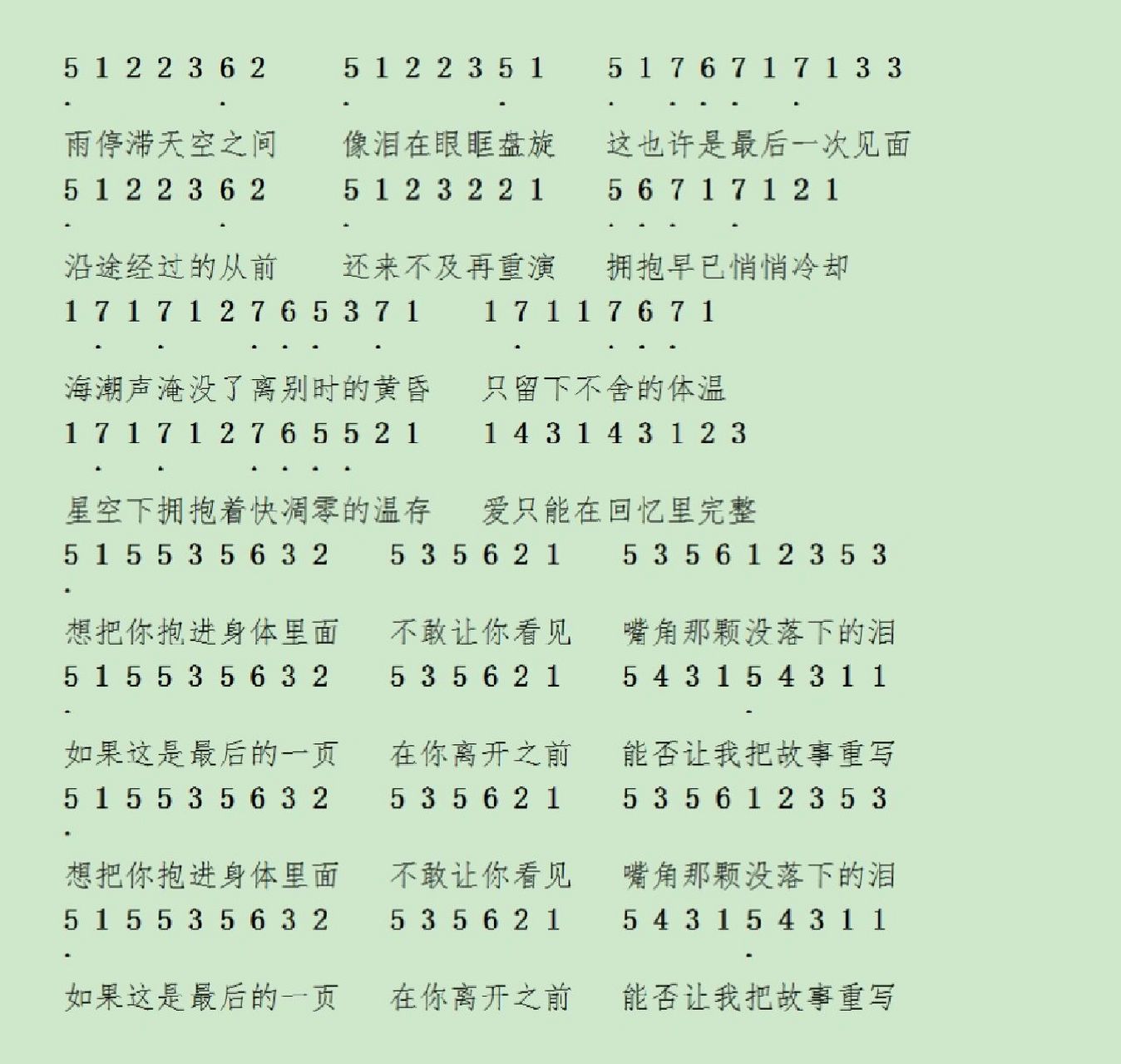 《最后一页》简谱