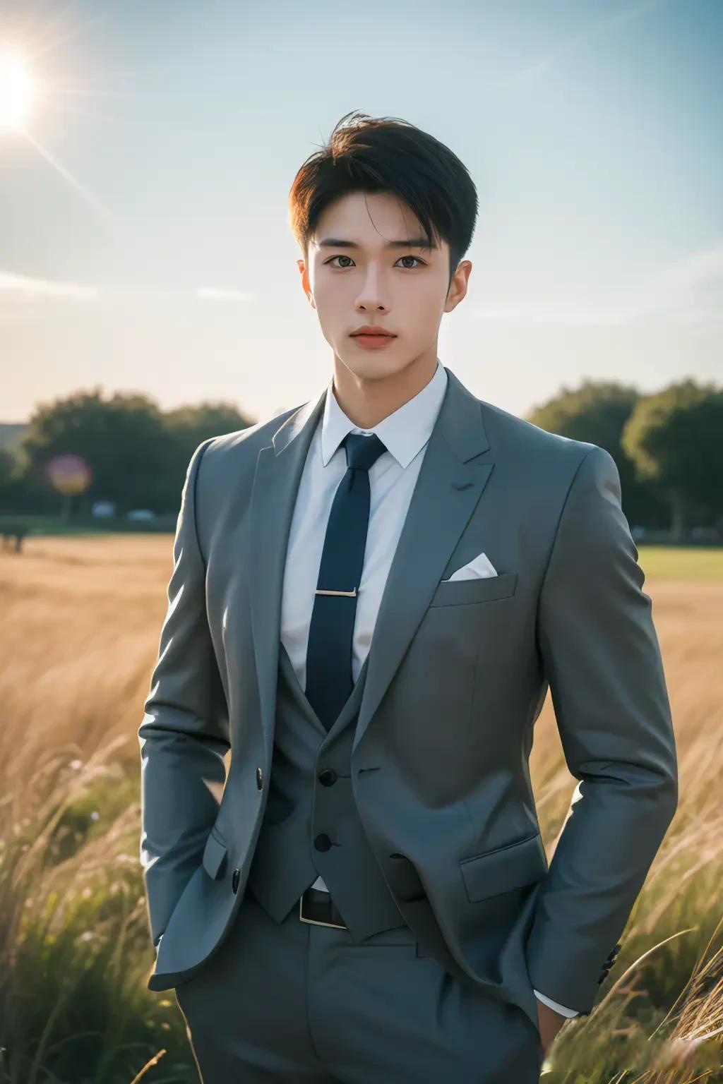 帅哥西装杀 男士西服的魅力 出门正装的男人 超帅大帅哥 他的衬衫魅力