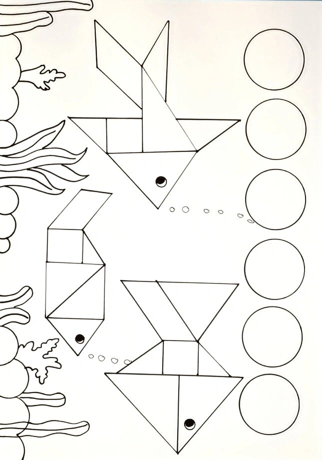 有趣的七巧板线稿图,可打印